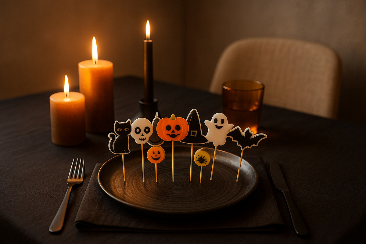 Halloween-Tisch für Erwachsene: 5 Ideen für Licht, Kerzen und Tafel