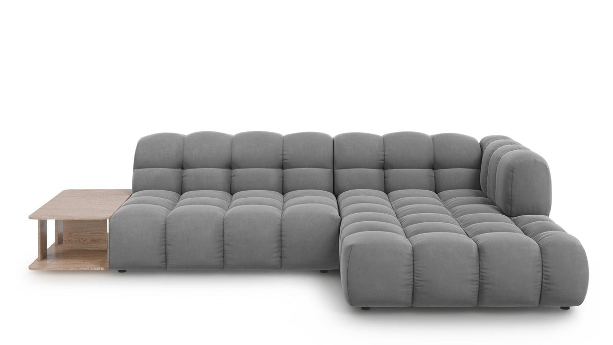 Modulares Sky Velour Ecksofa von Cosmopolitan Design mit weichem Veloursbezug in einem modernen Wohnzimmer