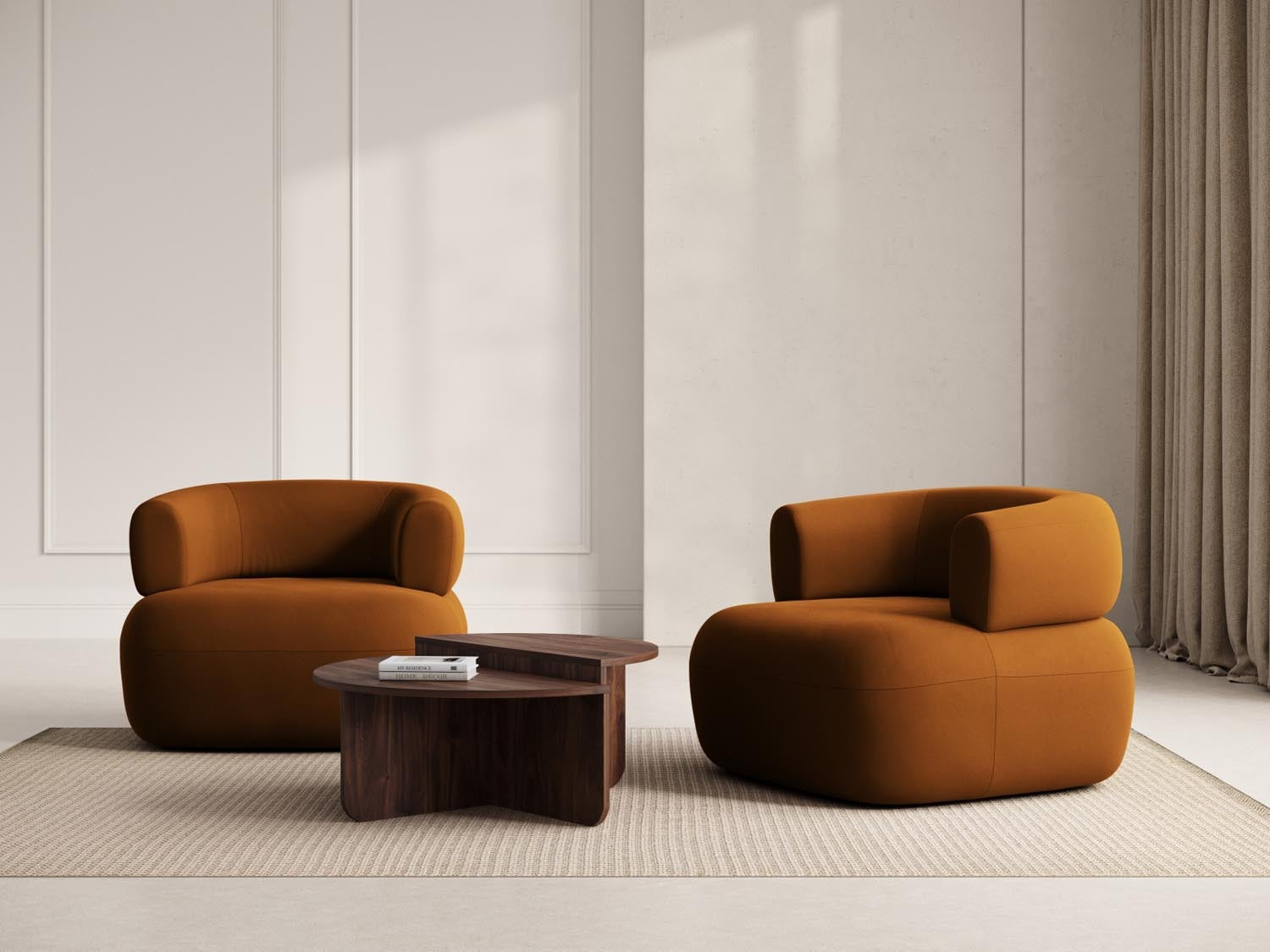 Eleganter Zuiver Sessel in modernem Design, gepolstert mit stilvollem Stoff und Holzbeinen, ideal für jedes Wohnzimmer.