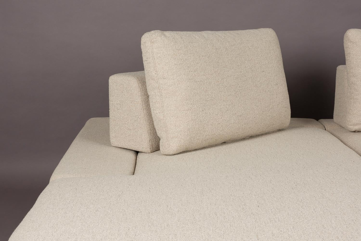 Stilvolles Shelly Sofa von Dutchbone mit linker Chaiselongue, luxuriösem Samtbezug und robustem Holzrahmen für höchsten Komfort.