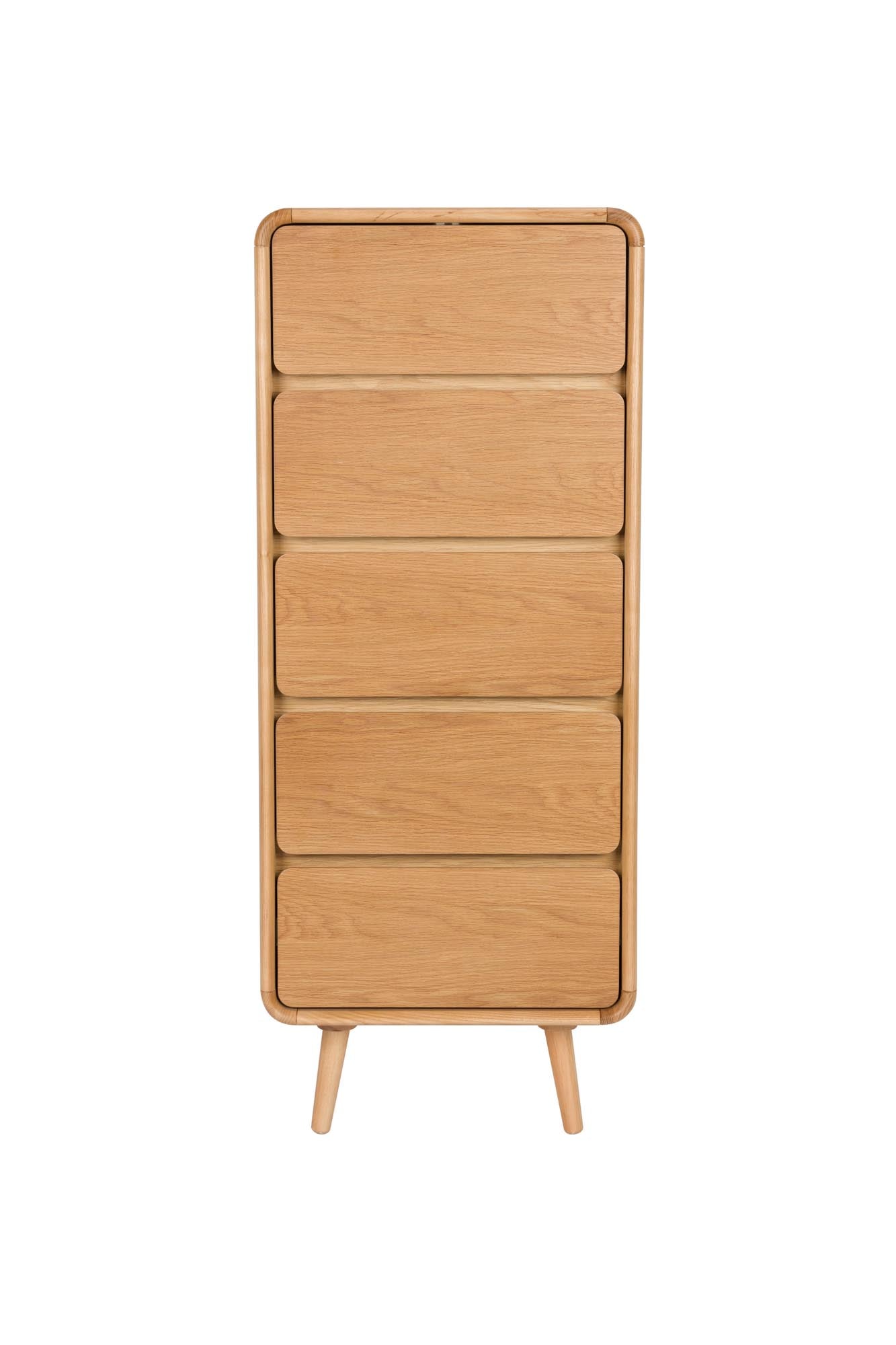 Elegantes Cabinet Rise von Zuiver: Eschenholz, geriffelte Glasschiebetür, vielseitig als Wandschrank, Nachttisch oder Kommode.