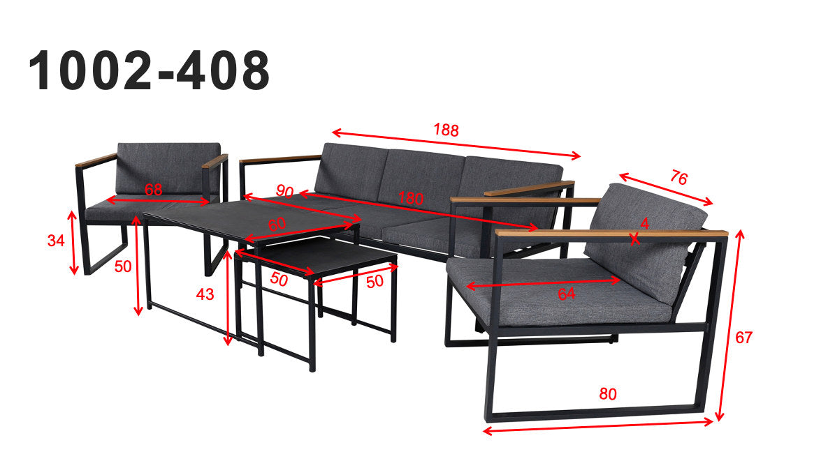 Dakar Sofa Outdoorset 90cm in Schwarz präsentiert im Onlineshop von KAQTU Design AG. Loungeset ist von Venture Home