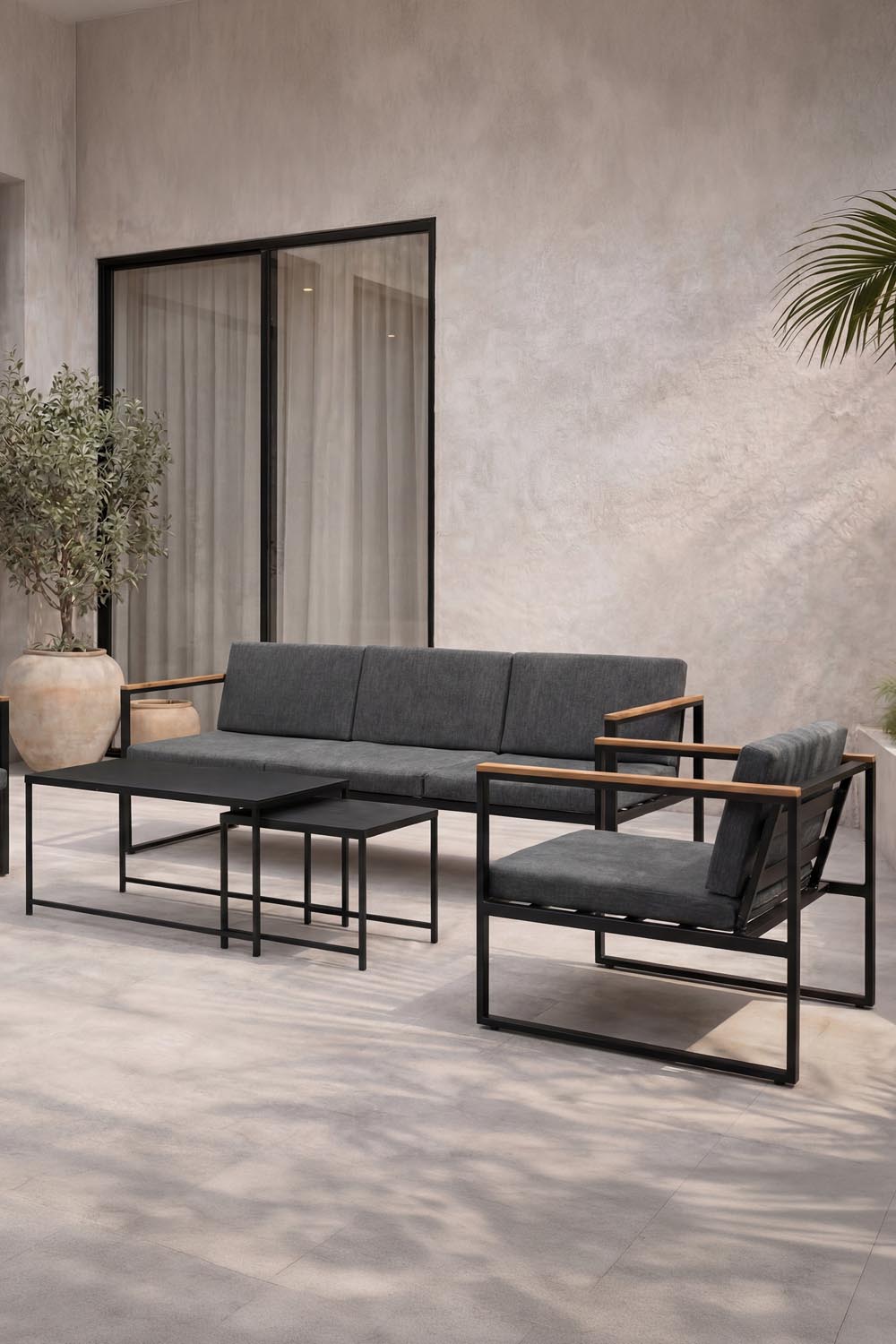 Dakar Sofa Outdoorset 90cm in Schwarz präsentiert im Onlineshop von KAQTU Design AG. Loungeset ist von Venture Home