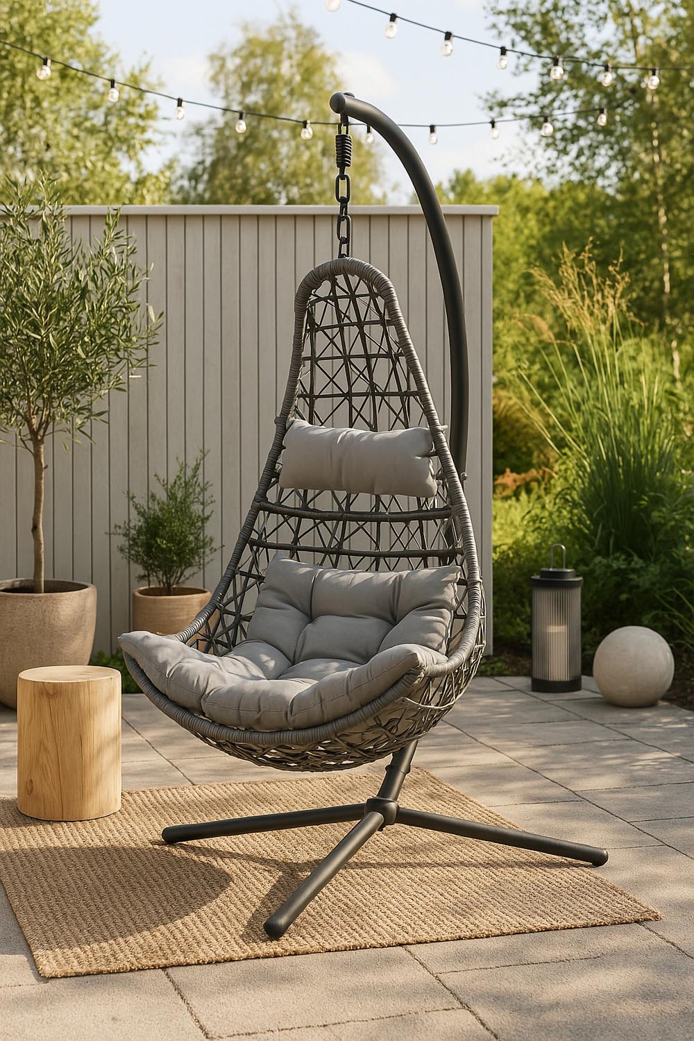 Edinburgh Hängesessel in Grau präsentiert im Onlineshop von KAQTU Design AG. Outdoor-Sessel ist von Venture Home
