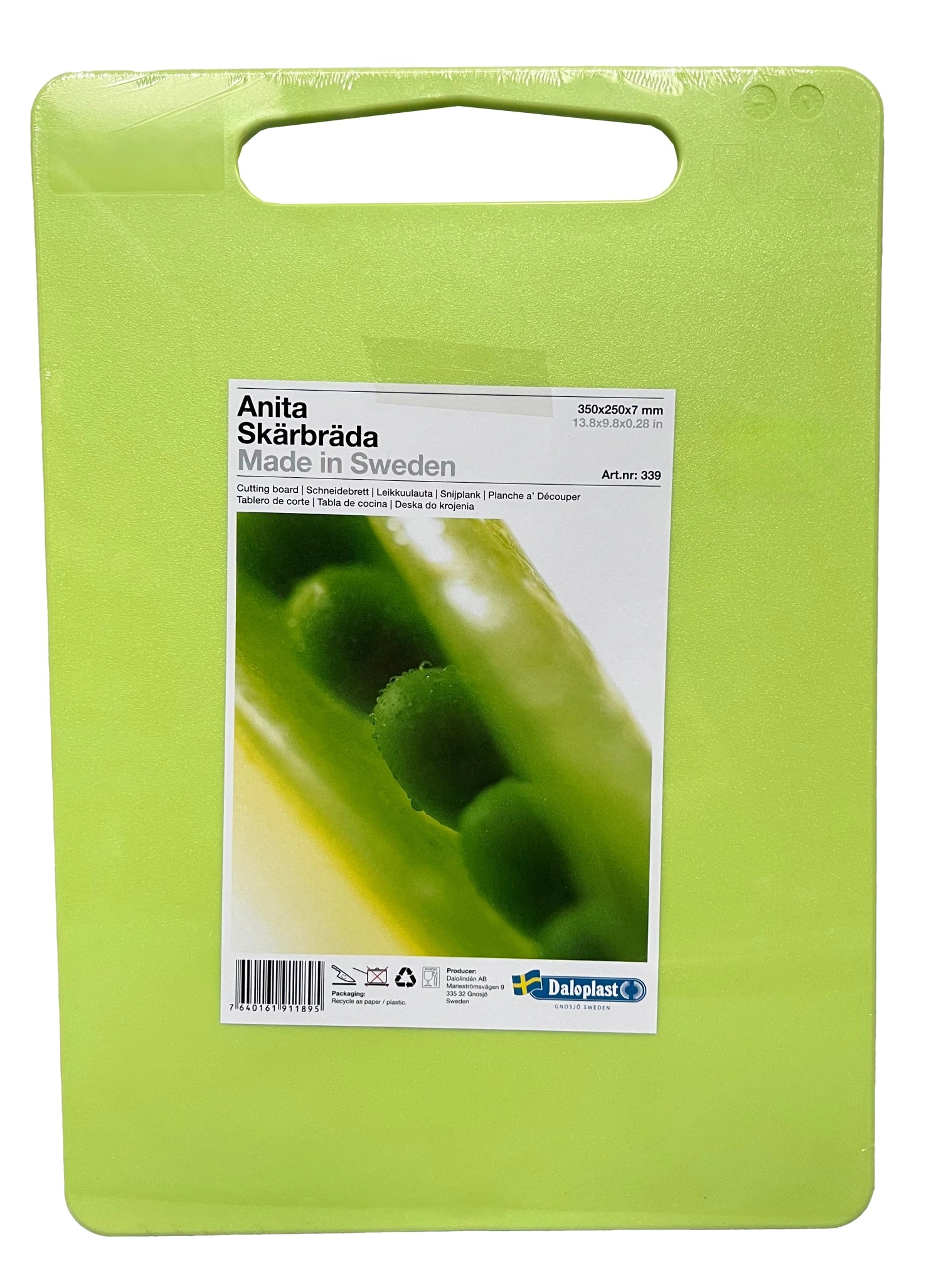 Schneidebrett Anita 35x25x0.7cm mit Griffloch hellgrün