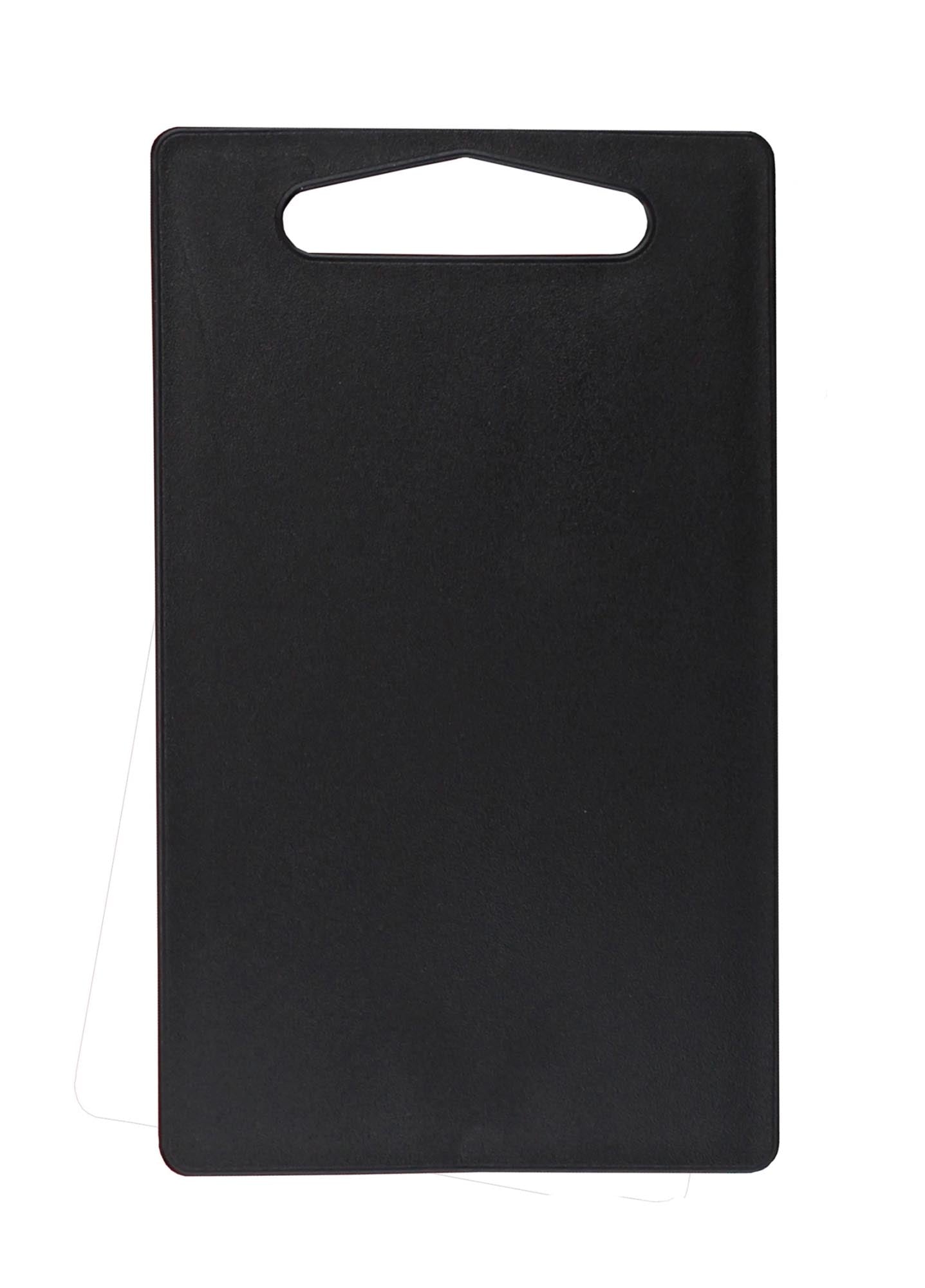 Kompaktes, langlebiges Schneidebrett Sofia 25x15cm, schwarz, mit Griffloch. Spülmaschinenfest, ideal für kleine Küchen.