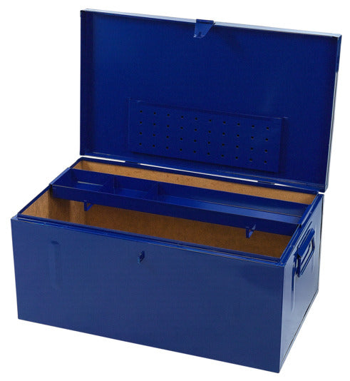 Entdecken Sie die FORUM Werkzeugkiste aus robustem Stahlblech (910x530x430 mm) – ideal für sichere, organisierte Werkzeugaufbewahrung im Freien.