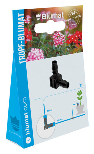 Optimieren Sie Ihr Bewässerungssystem mit den BLUMAT Winkeln 8-8 mm. Verhindern Sie Knicke und sichern Sie einen gleichmäßigen Wasserfluss.