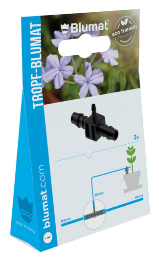 Optimieren Sie Ihre Gartenbewässerung mit den BLUMAT T-Stücken für Tropfschläuche. Flexibel, langlebig und einfach zu installieren – ideal für jede Bewässerungsanlage!