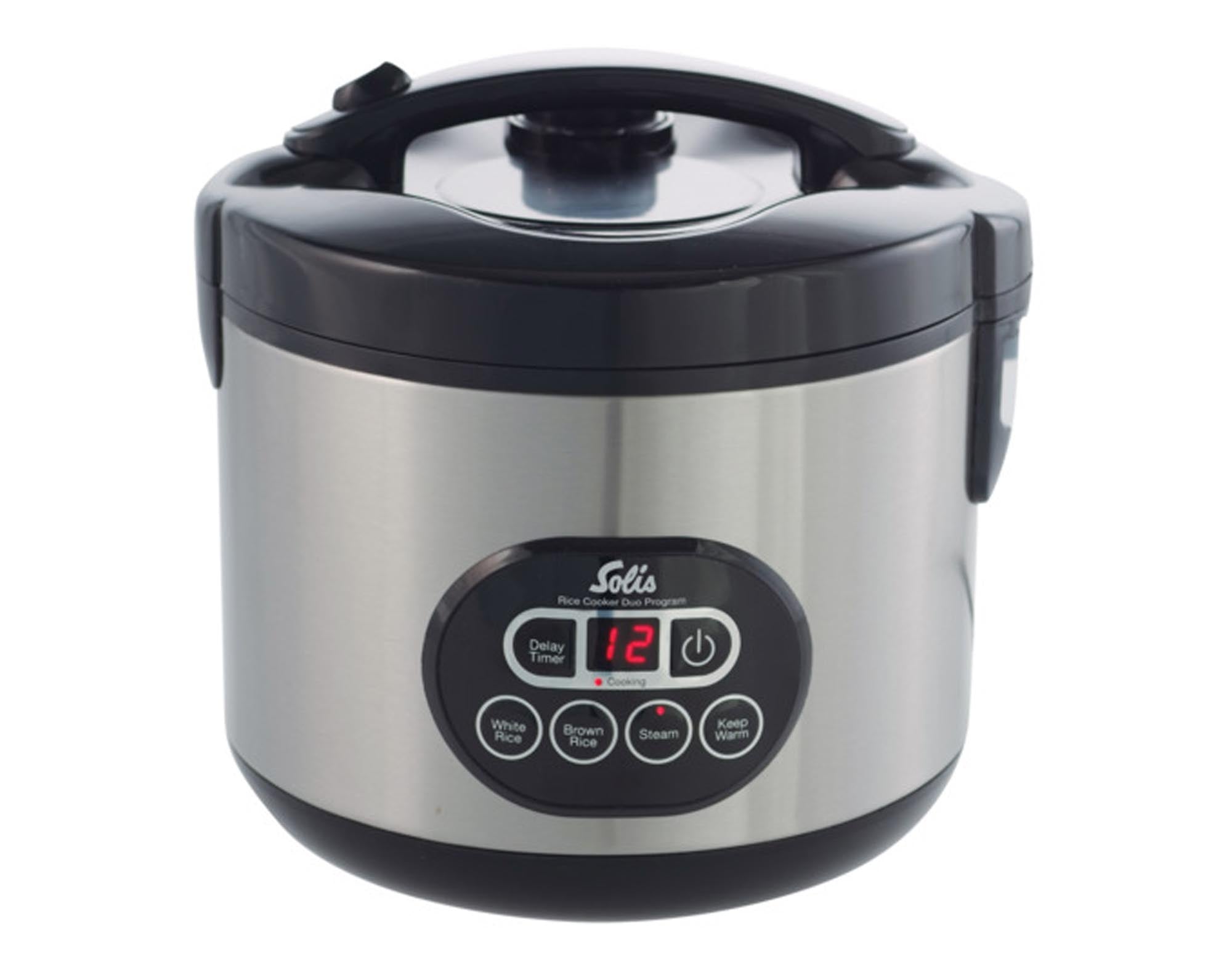 Der SOLIS Reiskocher Duo Program Typ 817 bietet vielseitige Programme für Reis, Gemüse und Fisch. Hochwertig, langlebig und einfach zu bedienen.