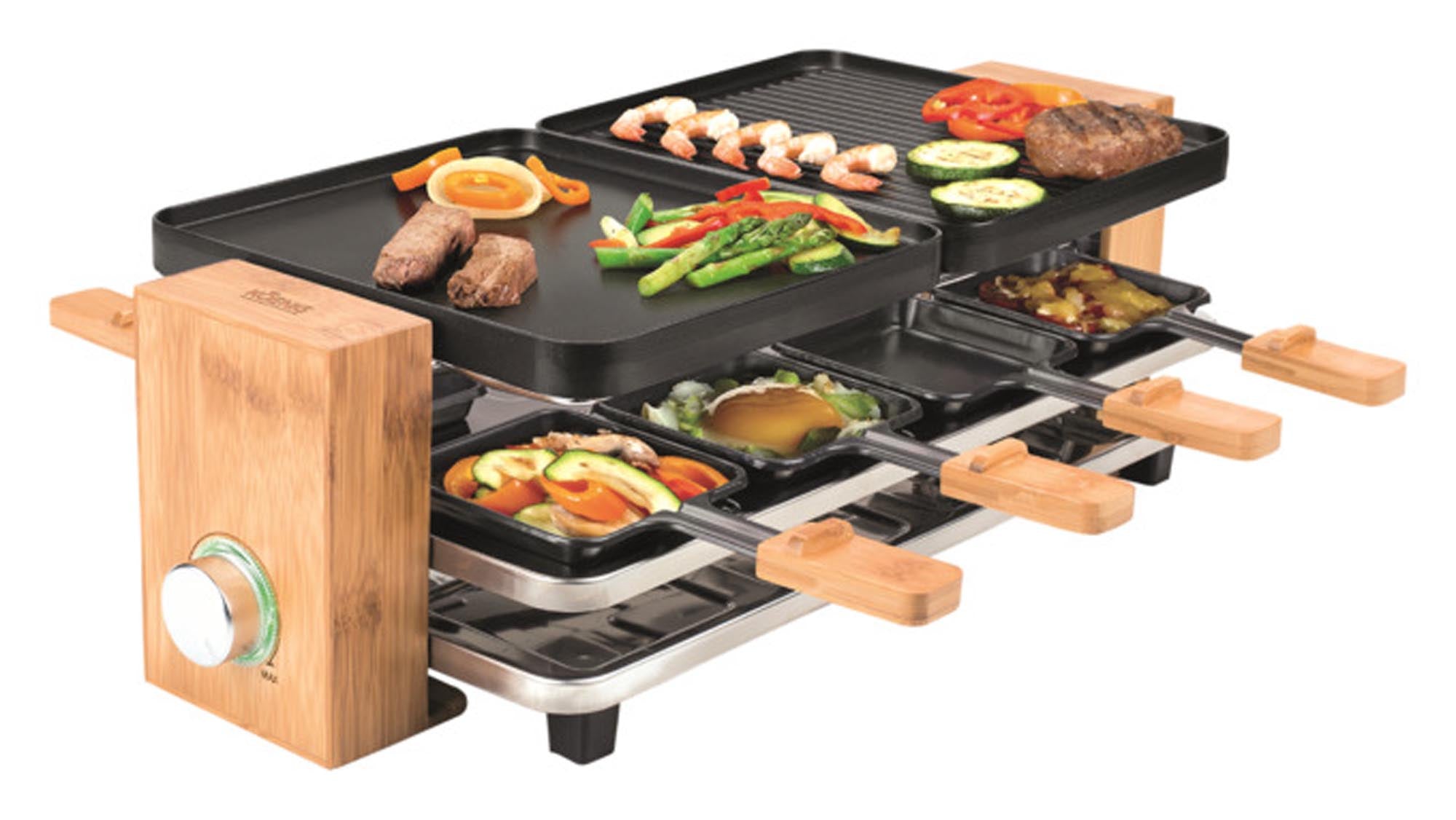 KOENIG Raclettegrill Bamboo: Perfekt für 8 Personen, stilvoll & gesellig.
