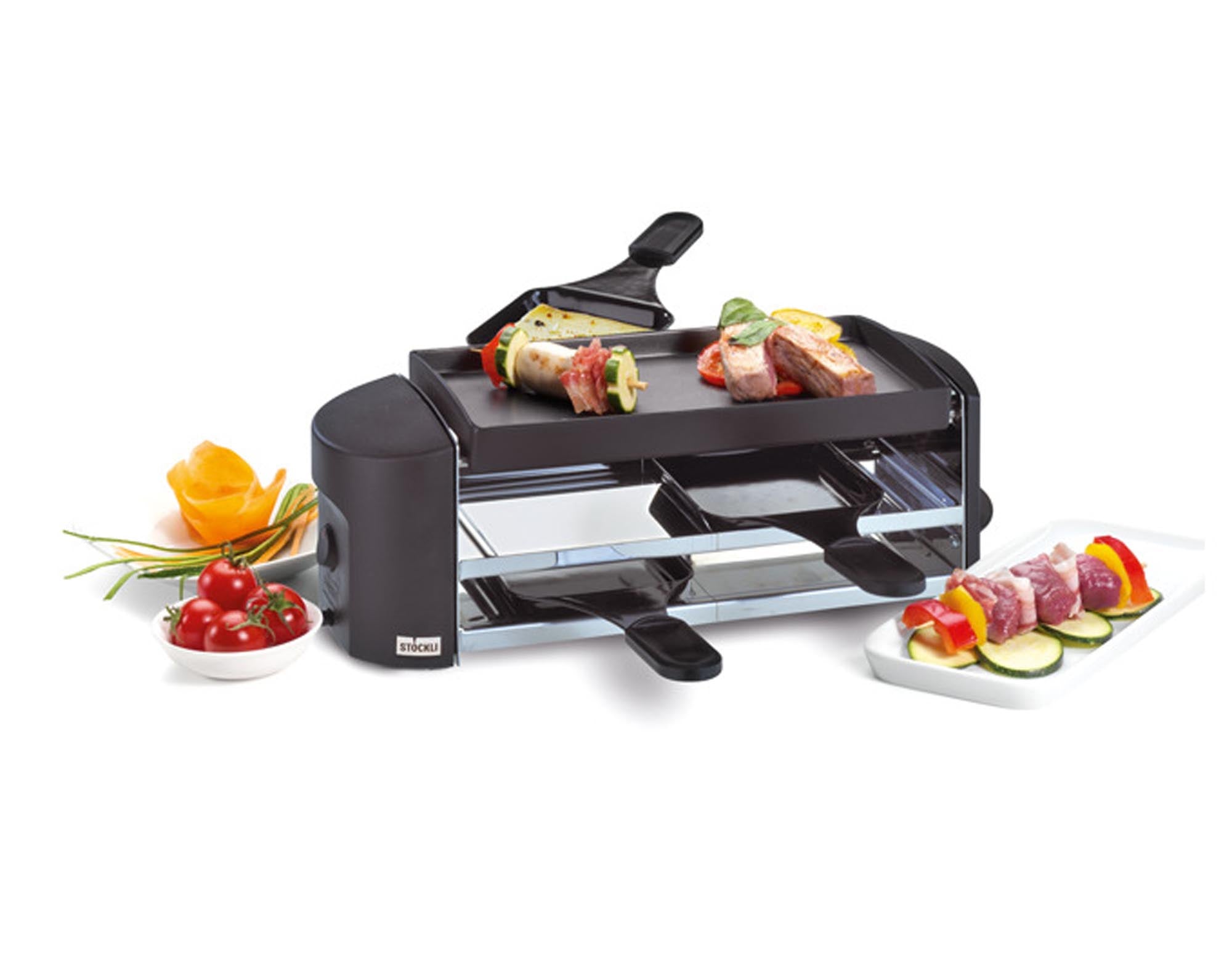 Entdecken Sie den STÖCKLI Raclettegrill Cheeseboard Twin in anthrazit – ideal für gesellige Abende mit bis zu 8 Personen. Perfekt für Raclette und Grillgerichte!