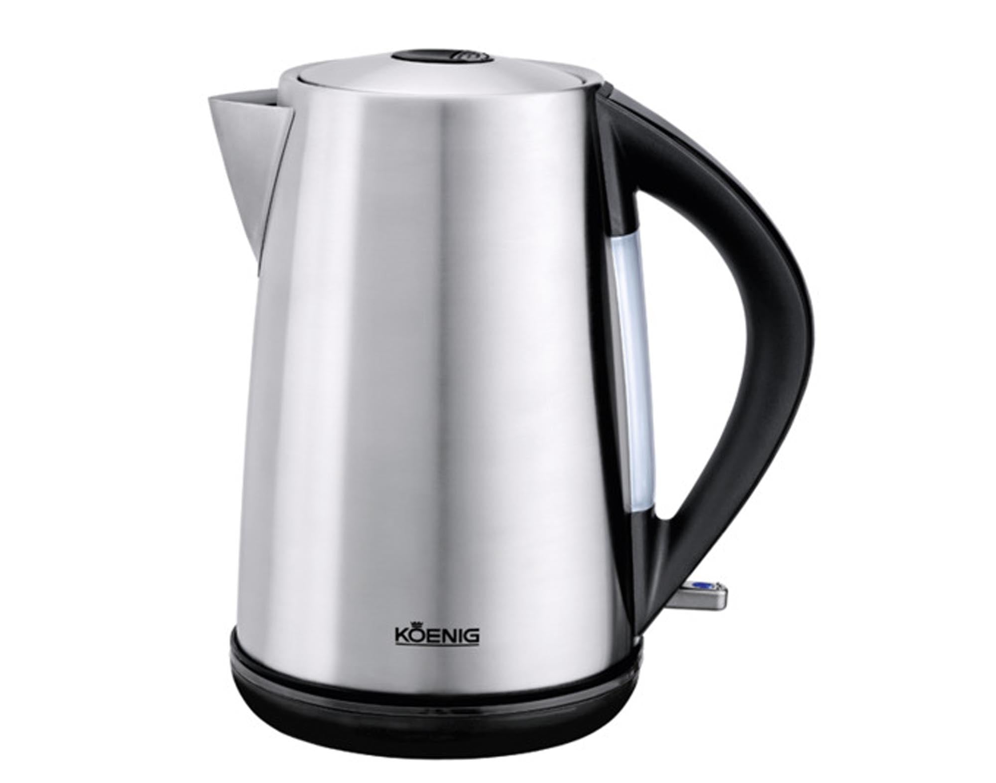 Entdecken Sie den KOENIG Wasserkocher Steel Line 1.7 l: elegantes Edelstahl-Design, schnelles Erhitzen, Sicherheitsfunktionen und praktische Handhabung.