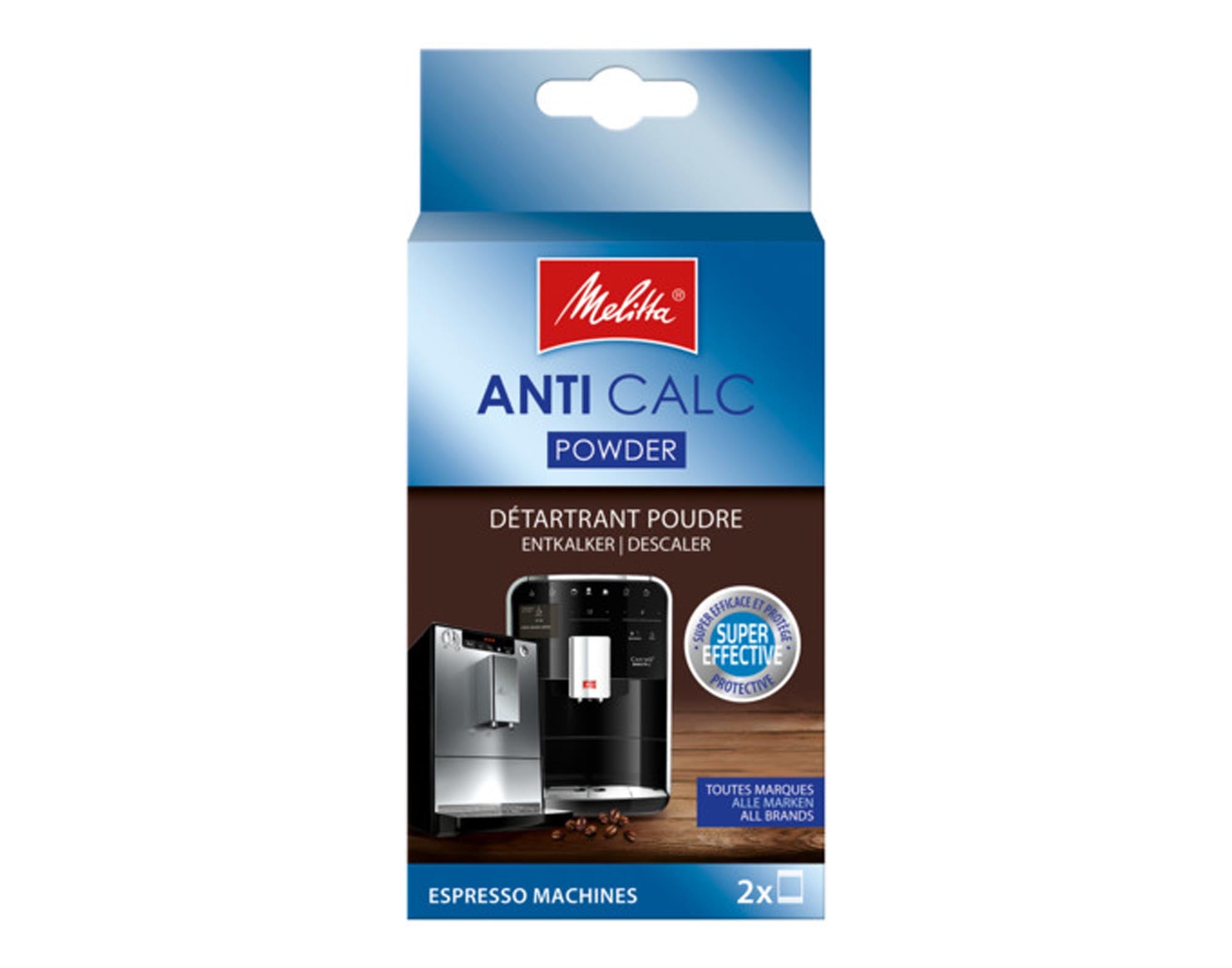 MELITTA Entkalkungspulver Anti Calc: Effektive Entkalkung für Kaffeemaschinen & Haushaltsgeräte. 100% Zitronensäure, 2x40g für optimale Ergebnisse.
