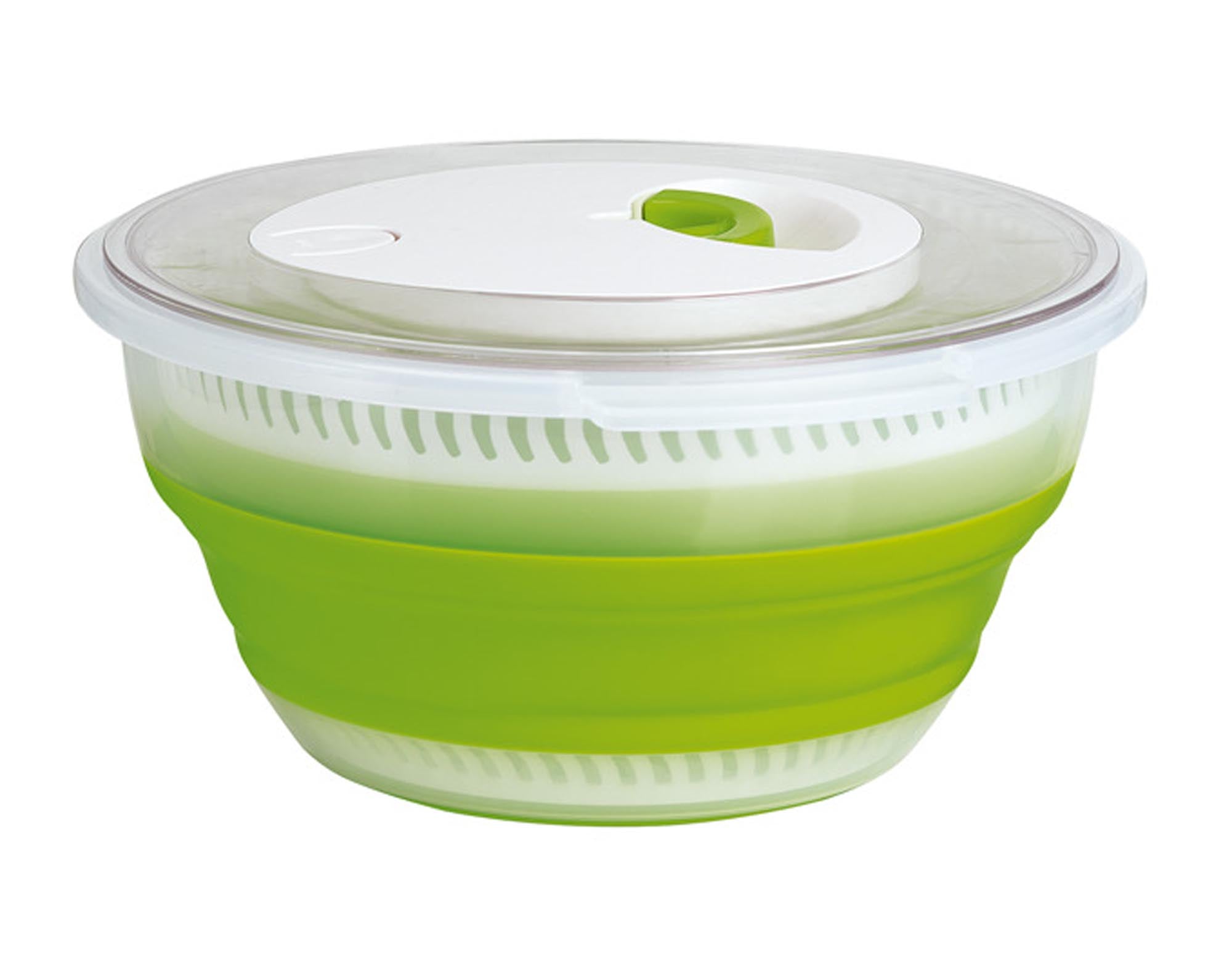 Entdecken Sie die faltbare EMSA Salatschleuder mit 4 l Fassungsvermögen. Platzsparendes Design, BPA-frei, rutschfeste Basis und ergonomische Handhabung für perfekte Salate.
