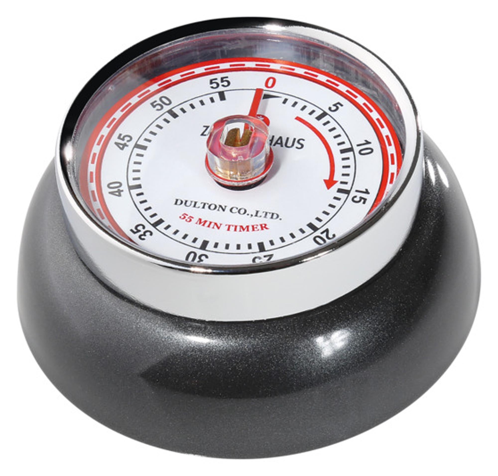 ZASSENHAUS Timer mit Magnet in anthrazit metallic, ø 7 cm. Ideal für präzises Kochen und Backen. Hochwertig, benutzerfreundlich, akustisches Signal.