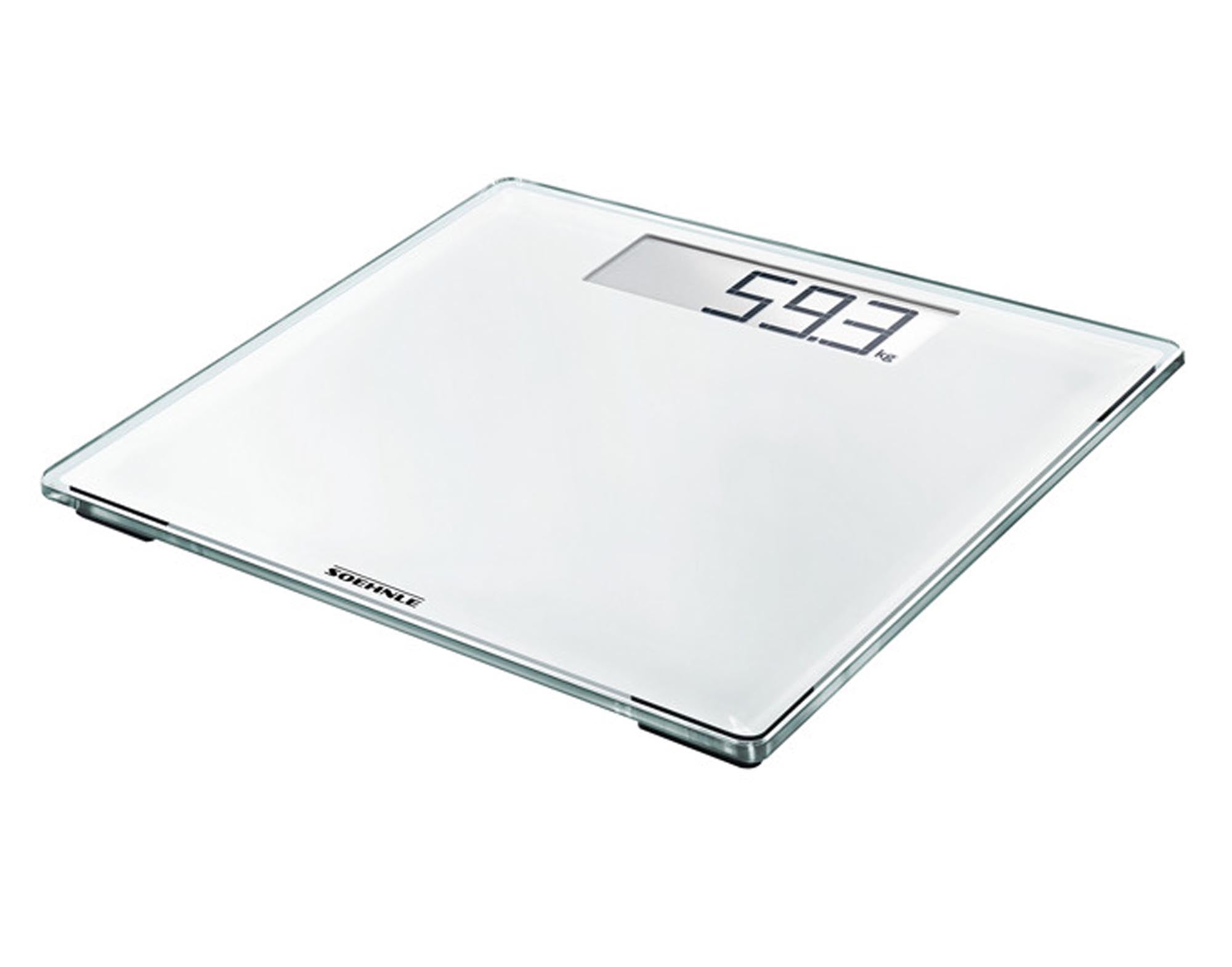 Entdecken Sie die SOEHNLE Personenwaage Style Sense Comfort 100 in elegantem Weiß. Präzise, bis 180 kg tragend, mit Sicherheitsglas und LCD-Anzeige.