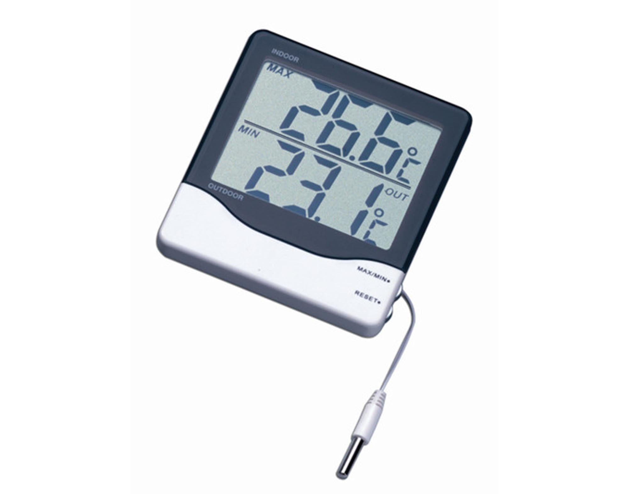 Entdecken Sie das TFA Thermometer Maxima Minima in Schwarz-Weiß (11 cm) – präzise Temperaturmessung, robust und langlebig für Innen und Außen.