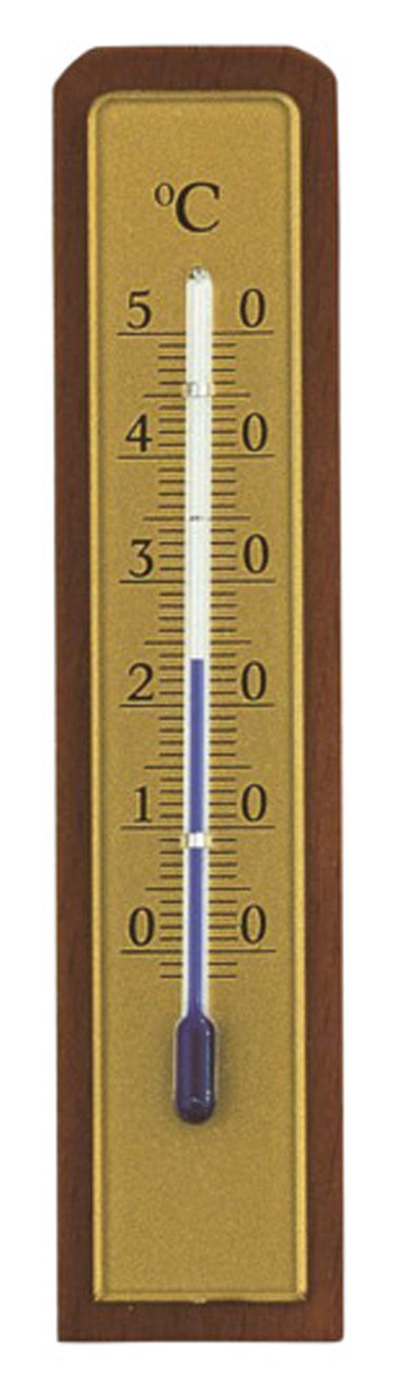 Elegantes Innenthermometer aus Nussbaumholz: Präzise Temperaturmessung (-10°C bis +50°C) und stilvolles Design für Ihr Zuhause.