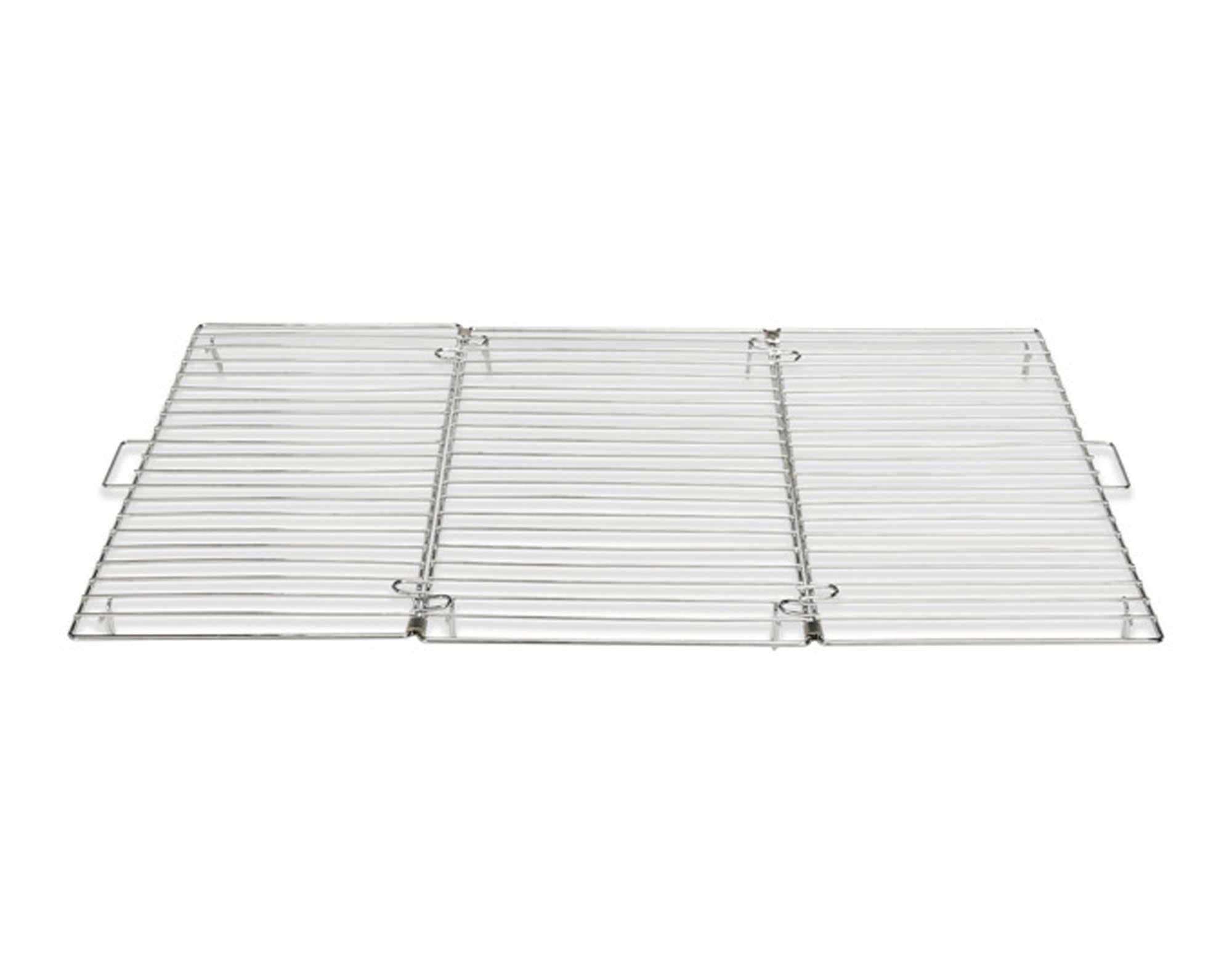Faltbares Tortengitter Inox von PATISSE (46x32 cm) aus rostfreiem Edelstahl für optimale Luftzirkulation und platzsparende Aufbewahrung.