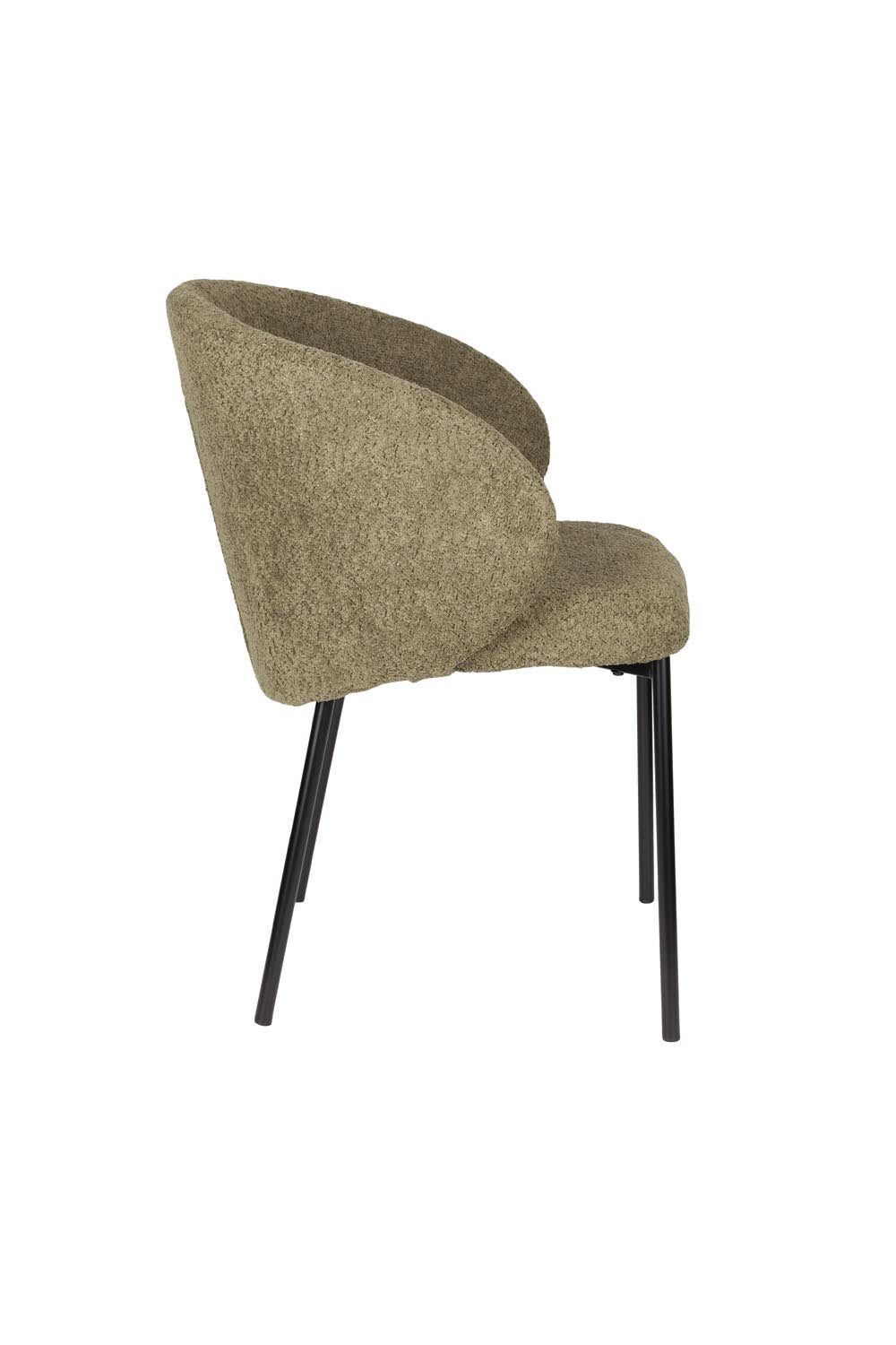 Ayle Stuhl von White Label Living: Eleganter Esszimmerstuhl mit hochwertigem Polyesterbezug und geschwungenen Armlehnen für maximalen Komfort.