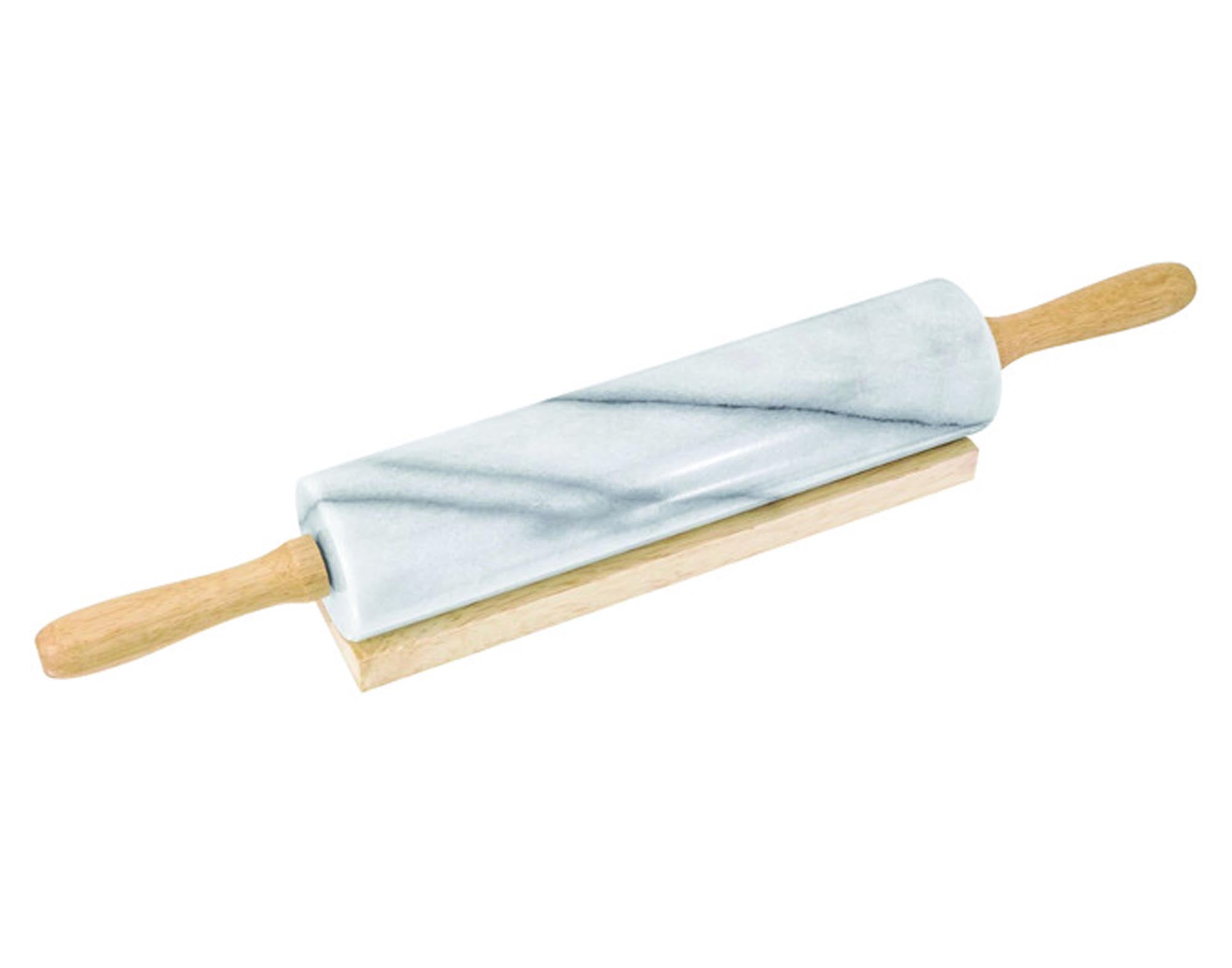 EVA Teigroller Marmor 25.5 cm mit Holzuntersatz: Ideal für gleichmäßiges Ausrollen von Teig. Hochwertige Materialien für beste Backergebnisse.