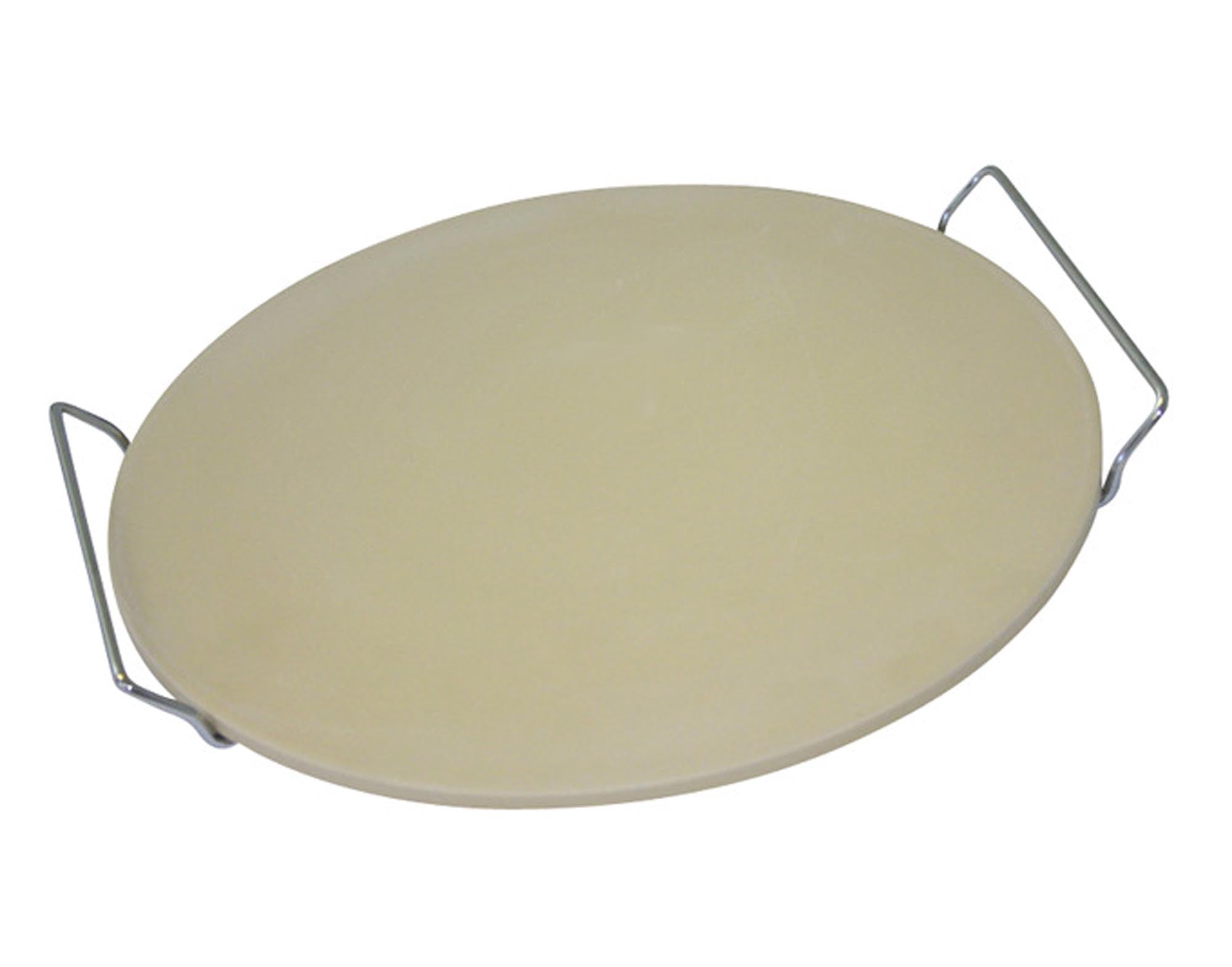 EVA Pizzastein mit Serviergestell ø 33 cm: Perfekte Wärmeleitfähigkeit für knusprige Pizzen. Ideal für kreative Beläge und stilvolle Präsentation.