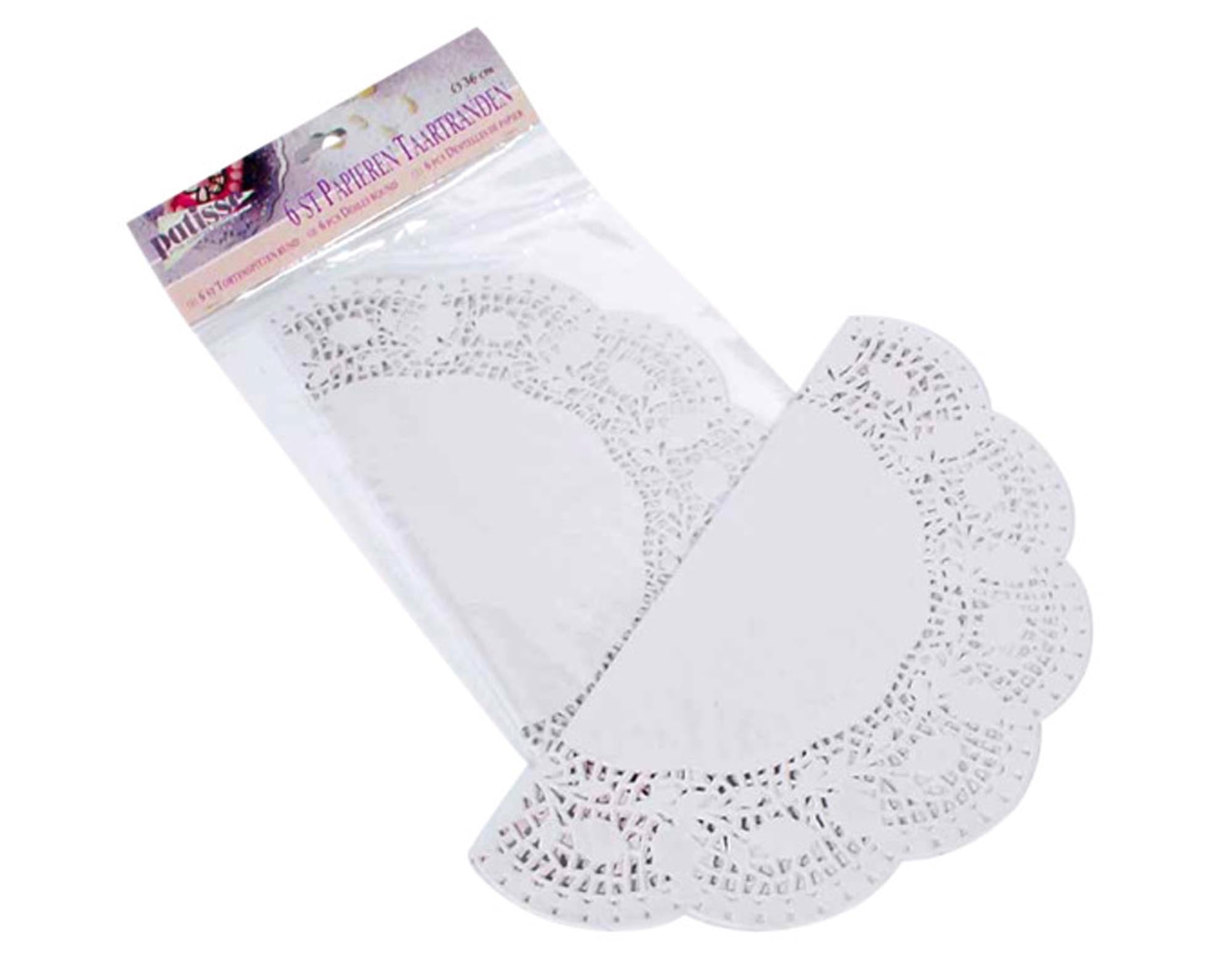Entdecken Sie die eleganten PÂTISSE Tortenspitzen Papier (6 Stück, ø 36 cm) für stilvolle Tortenpräsentationen. Ideal für jede Feier!