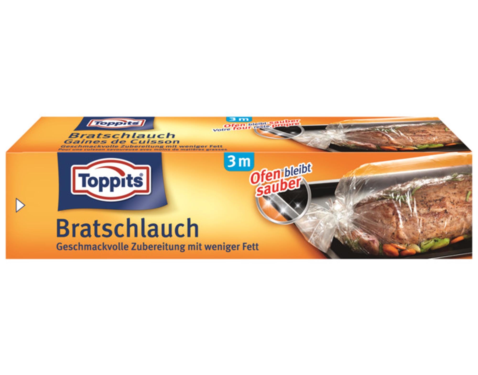 Entdecken Sie den TOPPITS Bratschlauch 3 m für gesundes Kochen. Ideal für Fleisch, Fisch und Gemüse. Hitzebeständig, einfach zu verwenden und zu reinigen!