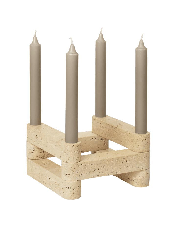 Newel Modular Kerzenhalteset  in Travertin präsentiert im Onlineshop von KAQTU Design AG. Kerzenständer ist von Ferm Living