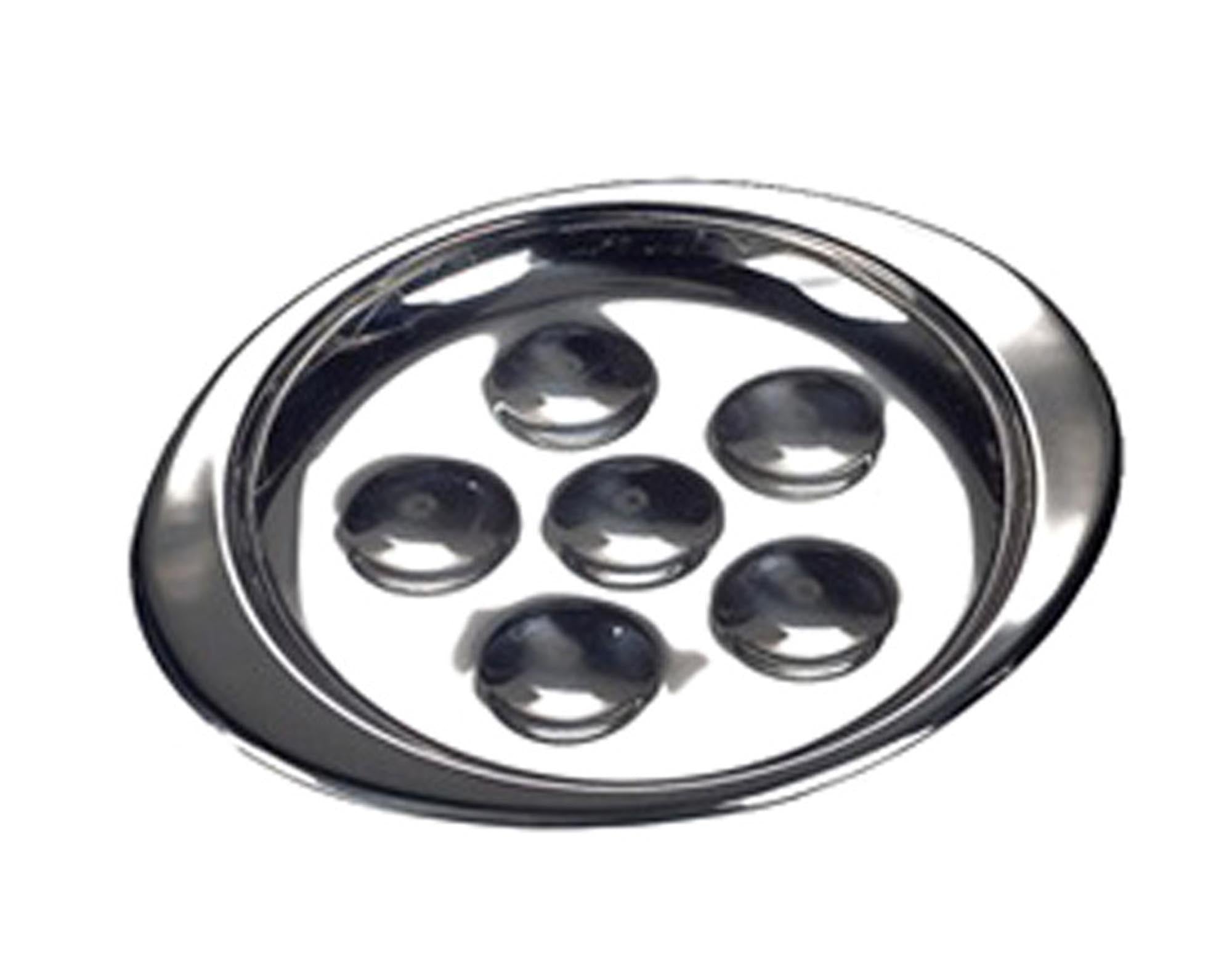 Eleganter SCHWARZ KITCHEN Schneckenteller für 6 Schnecken aus hochwertigem Inox. Ideal für Feinschmecker und stilvolle Dinnerpartys.