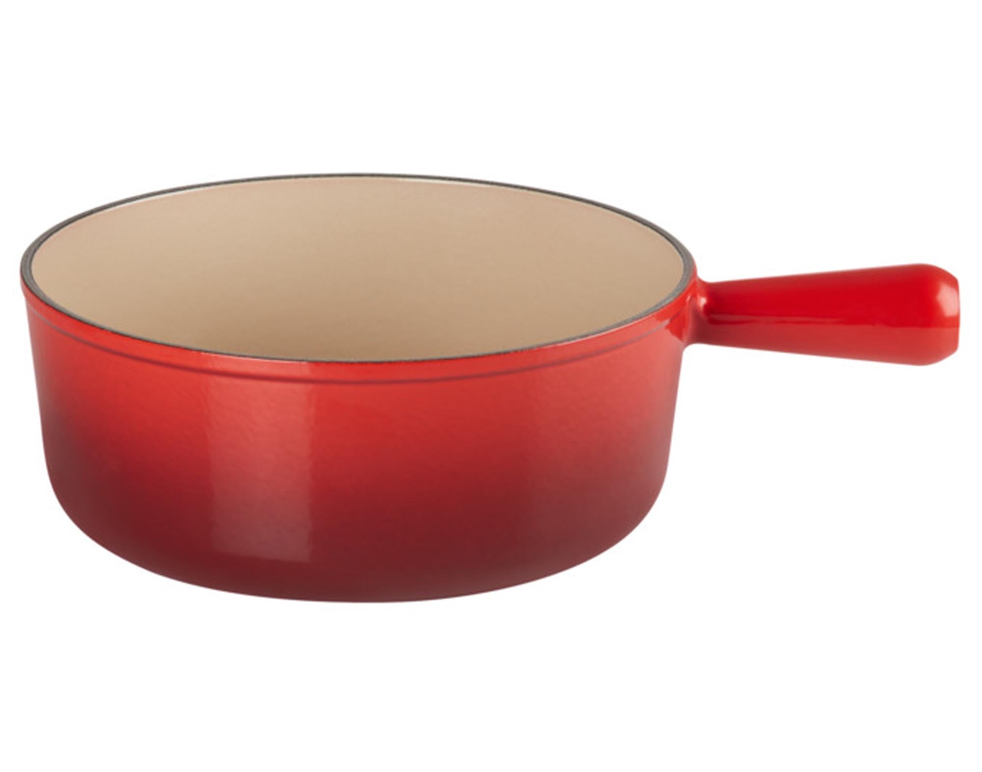 Entdecken Sie das LE CREUSET Fonduecaquelon kirsch rot, 24 cm – ideal für Käse- und Schokoladenfondue. Hochwertiges Gusseisen, pflegeleicht und für alle Herdarten.