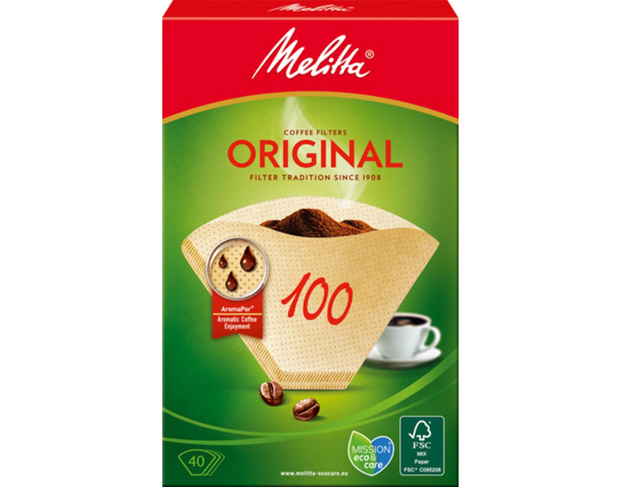 Entdecken Sie die MELITTA Filtertüten 100 (40 Stück) für perfekten Kaffeegenuss. Hochwertige, umweltfreundliche Materialien garantieren optimale Filtration und Aromaentfaltung.