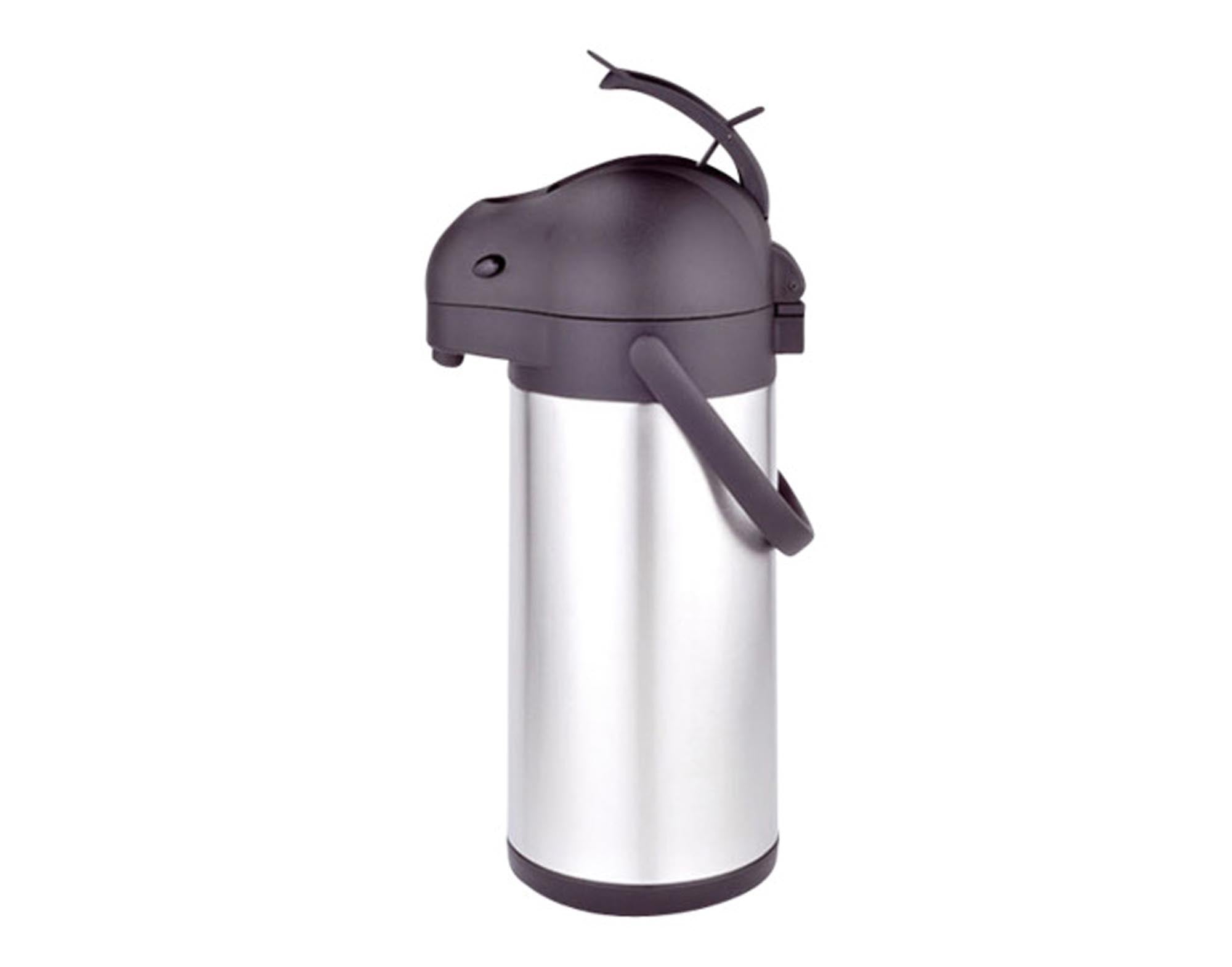 EVA Pumpenkrug Tokio Inox 2.5 l: eleganter Edelstahlkrug mit doppelwandiger Isolierung, ideal für Kaffee, Tee und gesellige Runden. Spülmaschinenfest.