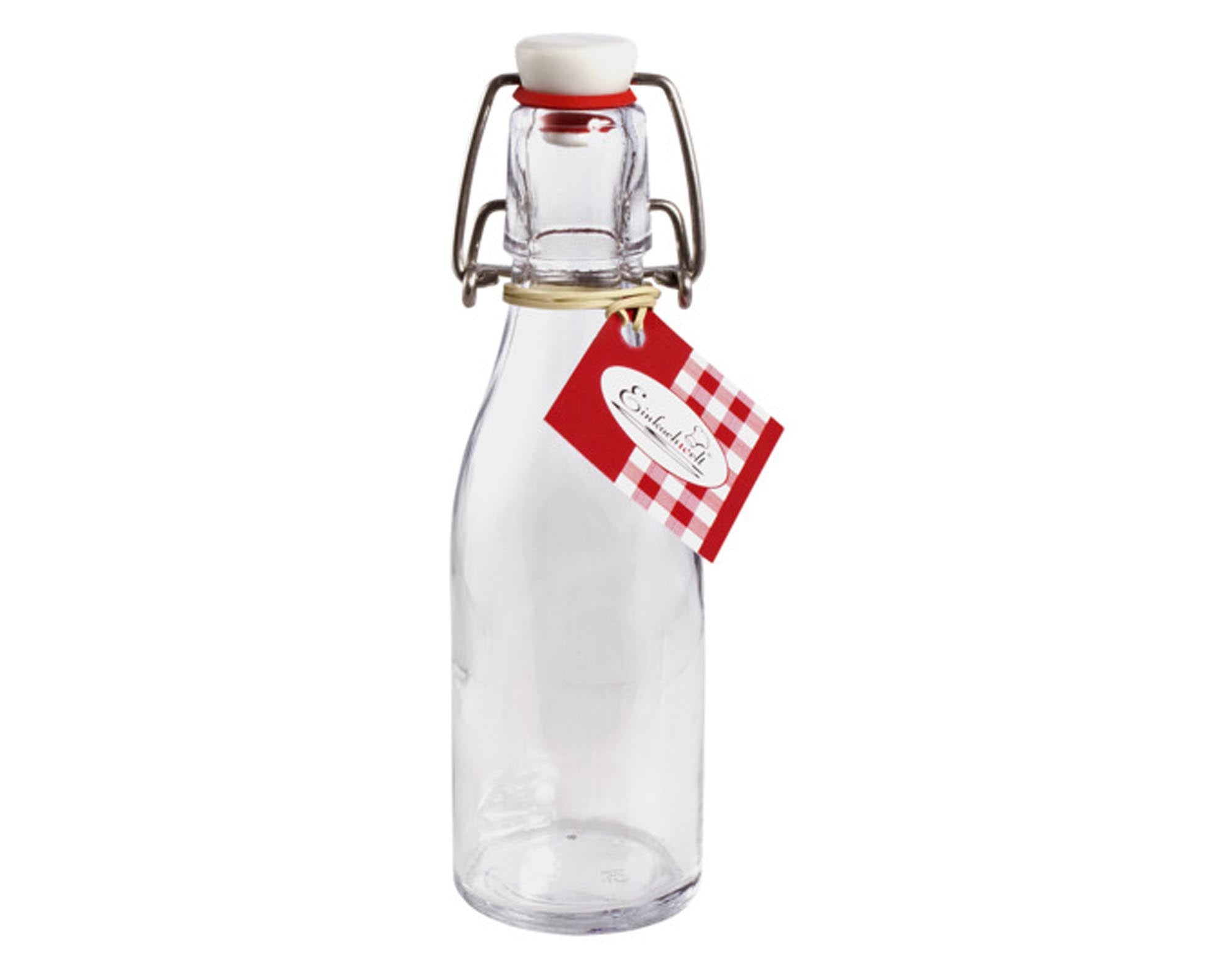 Entdecken Sie die EINKOCHWELT Bügelflasche 200 ml – ideal für Säfte, Limonaden und mehr. Hochwertiges Glas, luftdichter Bügelverschluss, stilvolles Design.