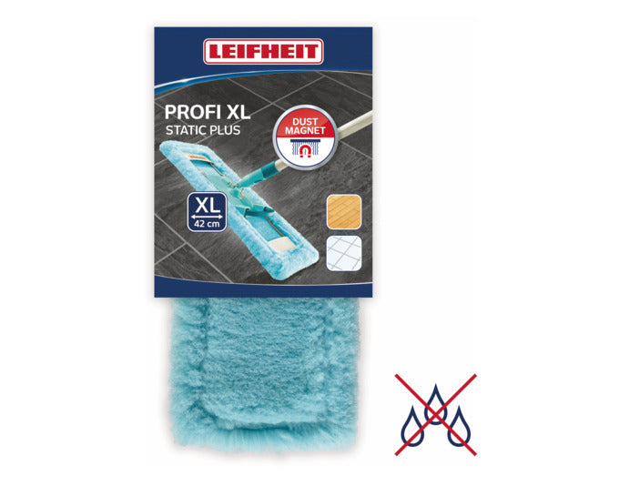 Entdecken Sie den LEIFHEIT Ersatzbezug Profi XL static plus – ideal für die schonende Trockenreinigung empfindlicher Böden wie Laminat und Parkett.