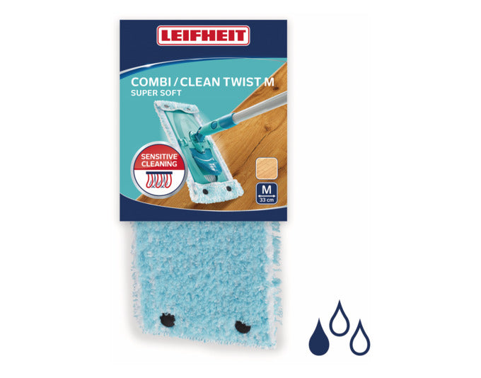Der LEIFHEIT Ersatzbezug Clean Twist M Combi M super soft reinigt empfindliche Böden schonend und effektiv. Waschbar bis 60°, ideal für Parkett und Laminat.
