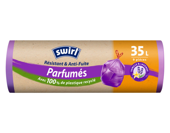 Entdecken Sie die SWIRL® Abfallsäcke Vanille Lavendel 35 l – robust, duftend und nachhaltig. Ideal für einen frischen Haushalt!