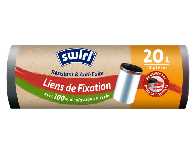 Entdecken Sie die praktischen 20 l SWIRL Abfallsäcke mit Elastikband – reißfest, umweltfreundlich und ideal für hygienische Müllentsorgung!