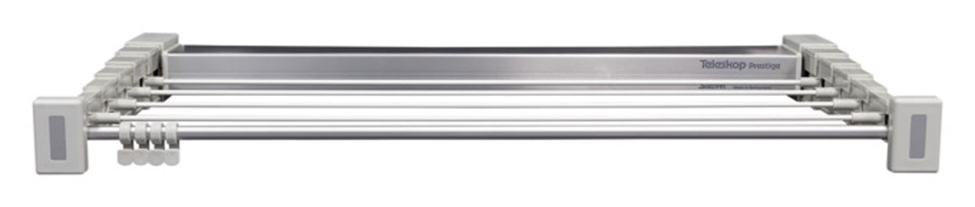 Kompakter, teleskopierbarer Wäschetrockner aus Aluminium, ideal für kleine Räume. Langlebig, rostfrei und platzsparend.