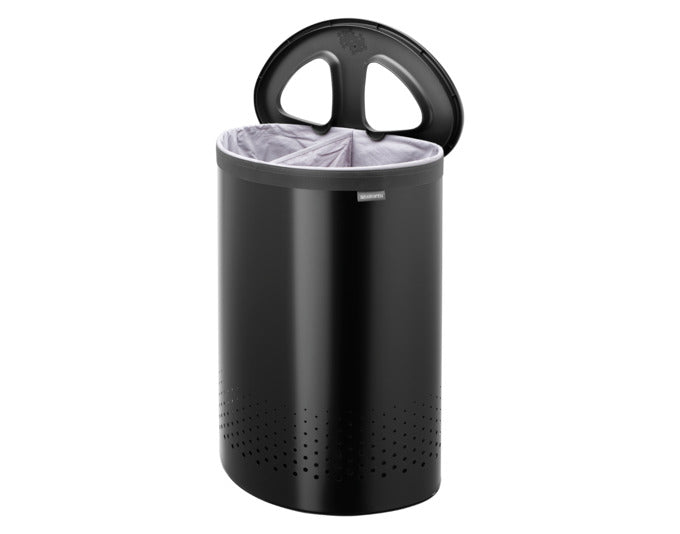 Entdecken Sie die BRABANTIA Wäschebox Selector 55 l in mattem Schwarz – stilvoll, praktisch und ideal für die Wäscheorganisation in Ihrem Zuhause.
