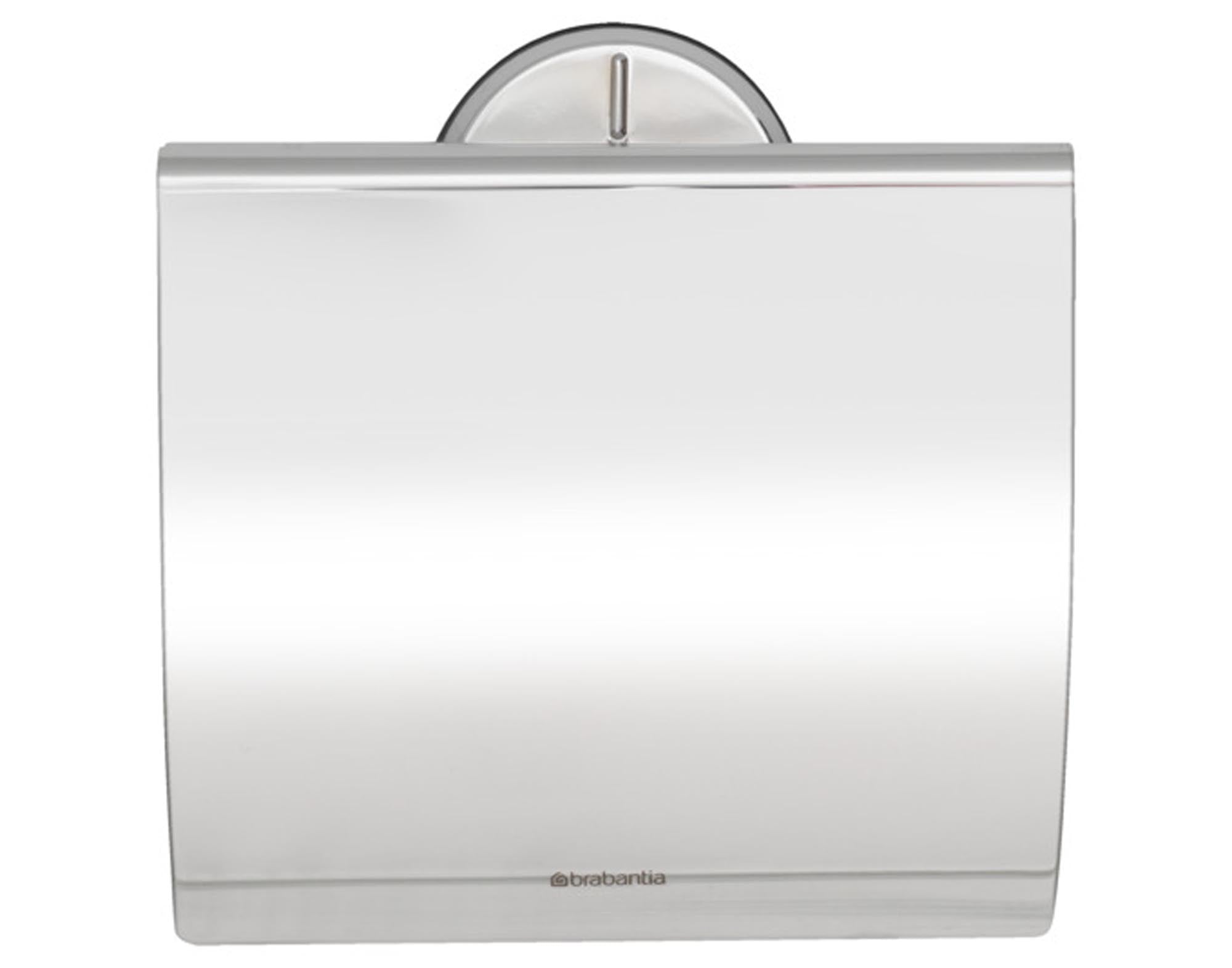 Eleganter WC-Papierhalter aus rostfreiem Stahl, modernes Design, einfache Montage, Teil des BRABANTIA Badzubehörs.