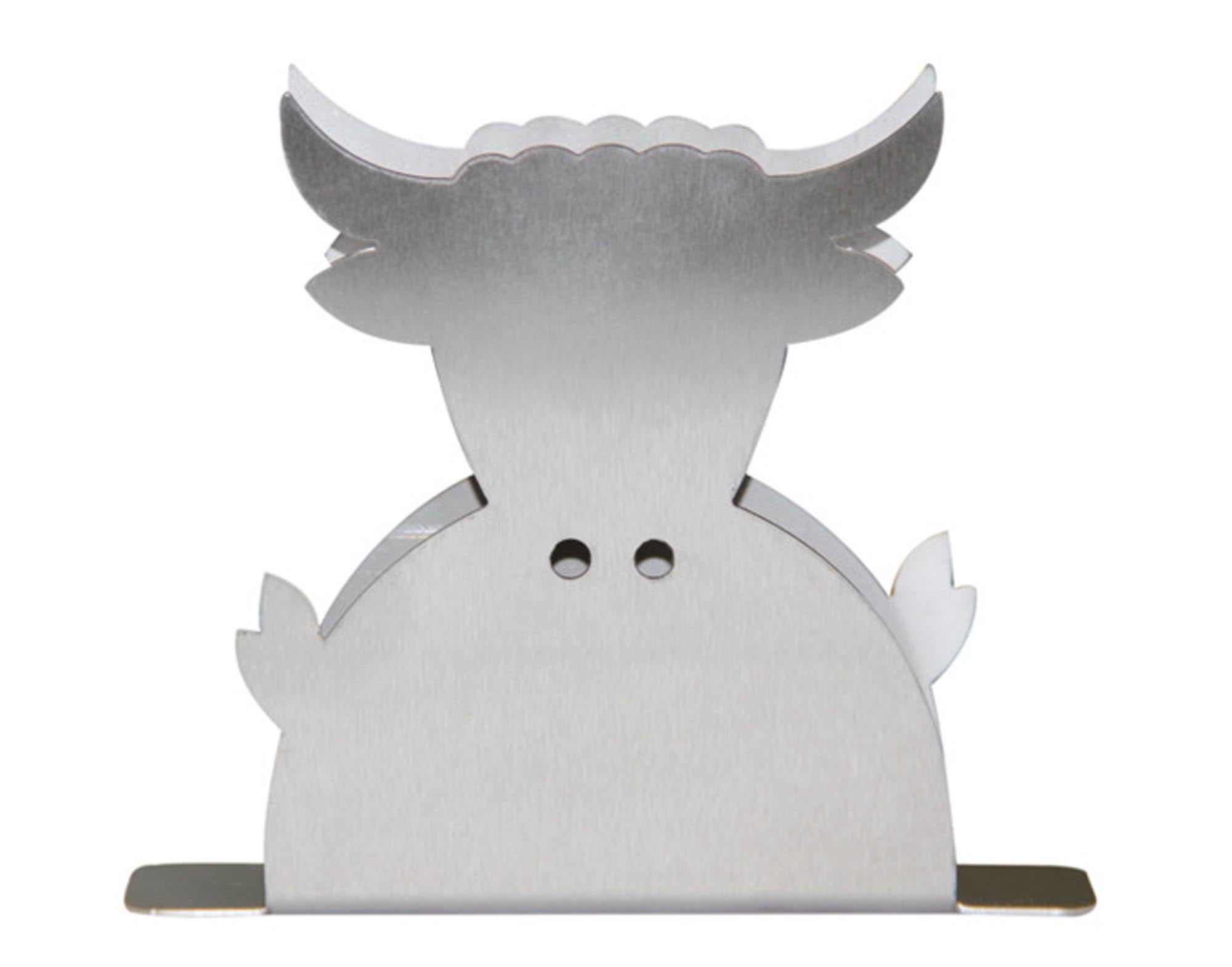 Entdecken Sie den STEINLIN Serviettenhalter Kuh Inox (10.5x12.5 cm) – ein stilvolles, langlebiges Accessoire für jeden Esstisch. Ideal für Geschenke!