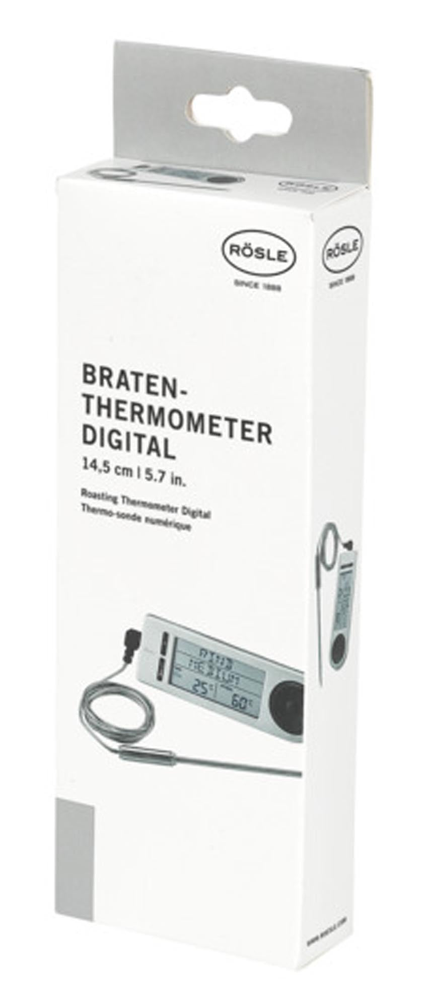 Digitales RÖSLE Bratenthermometer: Präzise Temperaturüberwachung, Edelstahl, ergonomisch, ideal für Fleisch und Grillgerichte.
