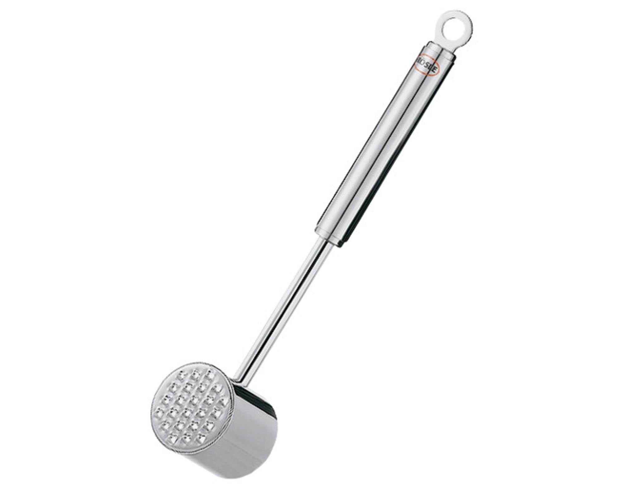 Entdecken Sie den RÖSLE Fleischhammer 28 cm aus Edelstahl – ideal zum Zartklopfen von Schnitzeln und für perfekte Fleischgerichte. Ergonomisch, langlebig und spülmaschinenfest!