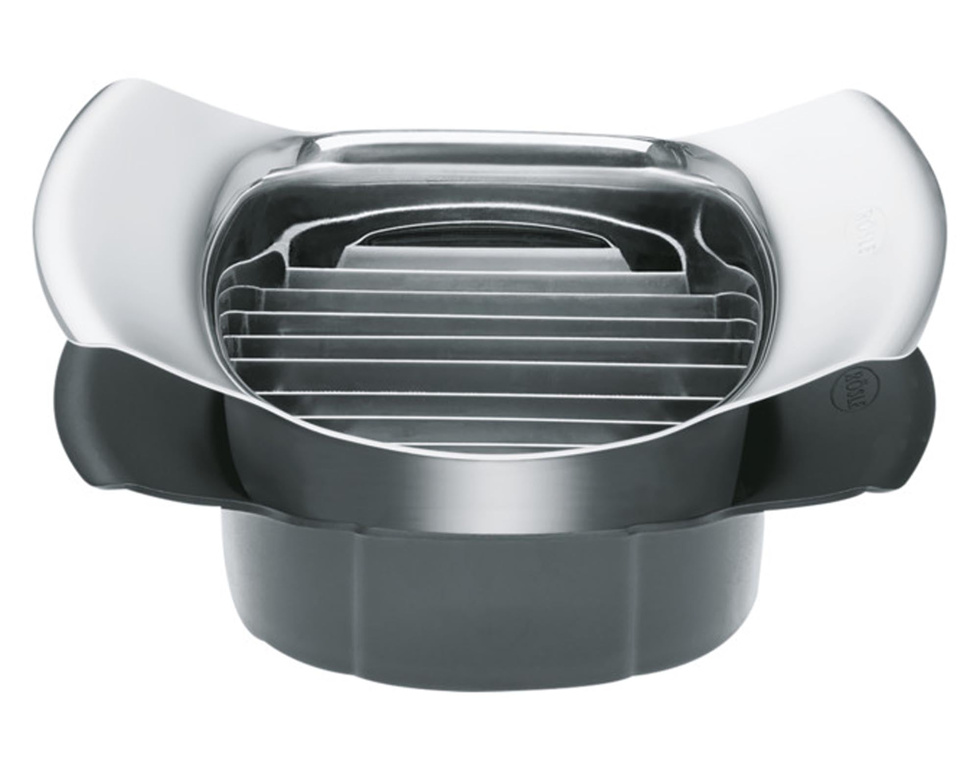 Entdecken Sie den RÖSLE Tomaten-Mozzarellaschneider (16x10x5 cm) – das perfekte Küchenwerkzeug für gleichmäßige Scheiben von Tomaten und Mozzarella.