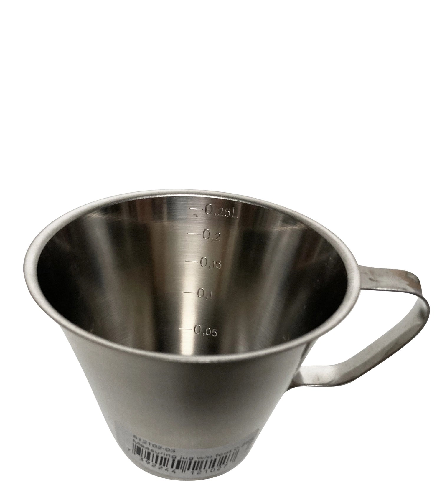 Eleganter Messbecher mit geschlossenem Griff, 0.25 Liter, Durchmesser 10 cm, Höhe 7 cm, ideal für präzises Abmessen in der Küche.