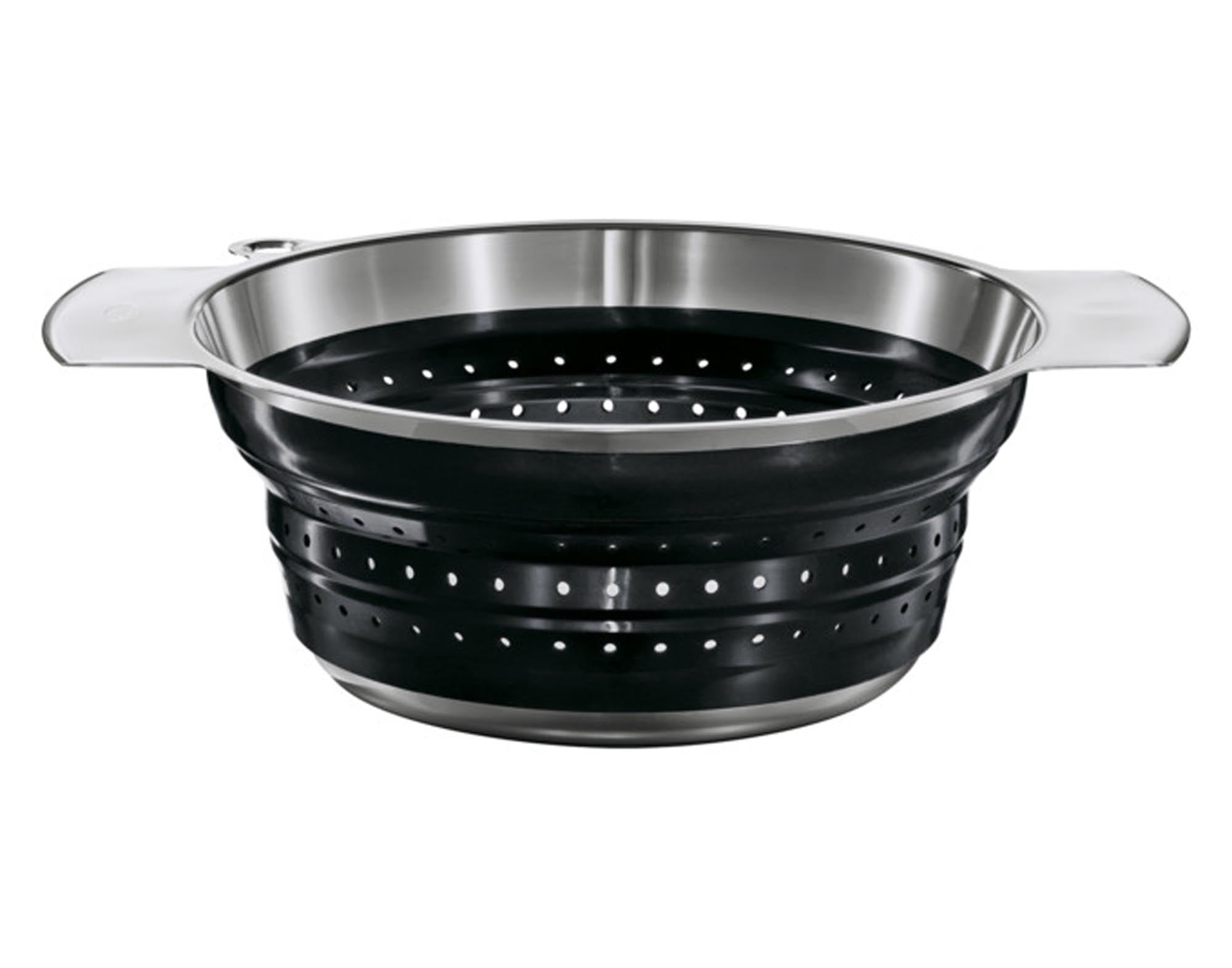 Entdecken Sie das RÖSLE faltbare Salatsieb (ø 24x10,5 cm) aus Edelstahl und Silikon. Ideal zum Abtropfen und Waschen von Salat, Obst und Gemüse.