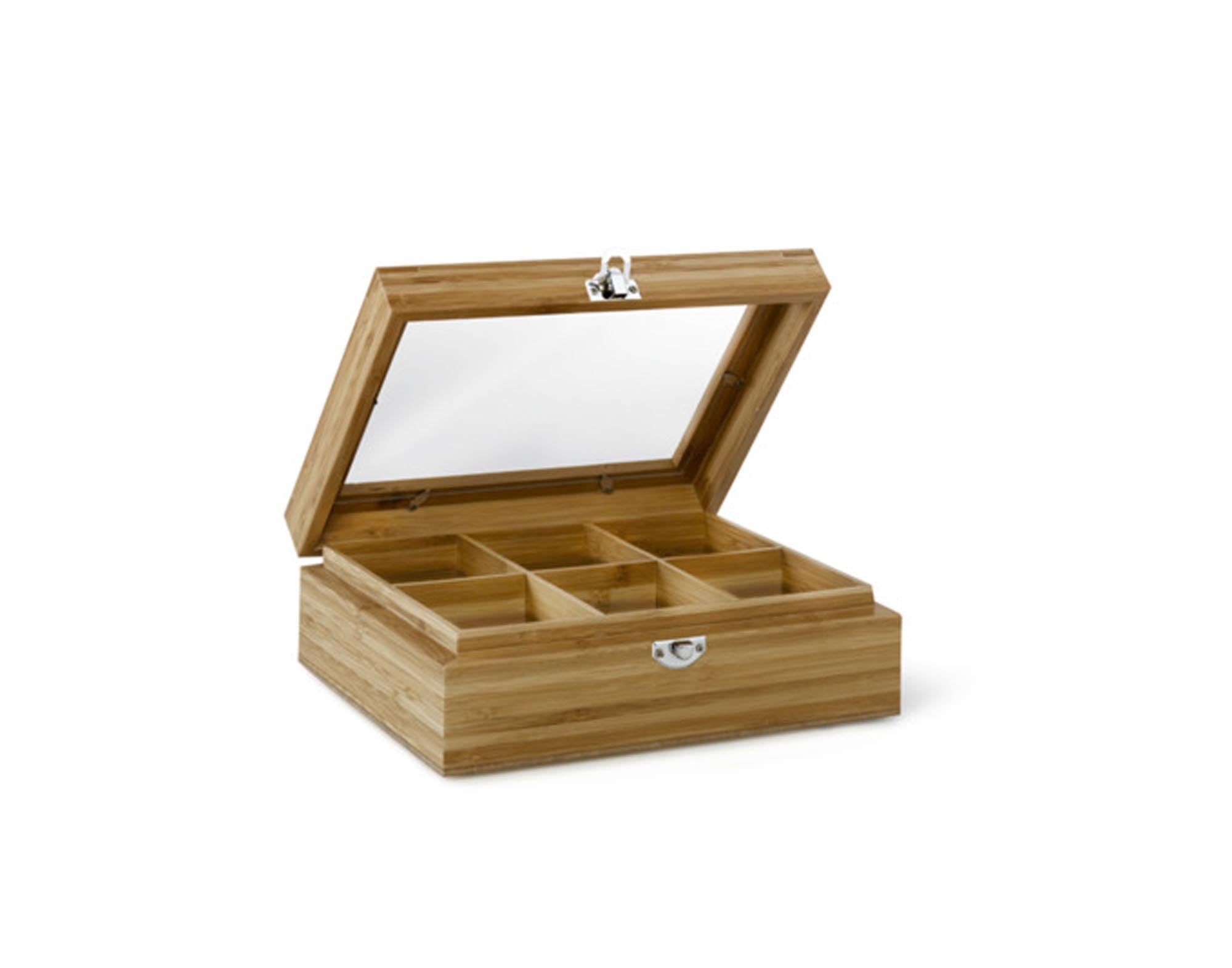 Entdecken Sie die stilvolle BREDEMEIJER Teebox aus Bambus mit 6 Fächern – ideal für Teeliebhaber, hygienisch und funktional. Perfekte Aufbewahrung für Ihre Tees!