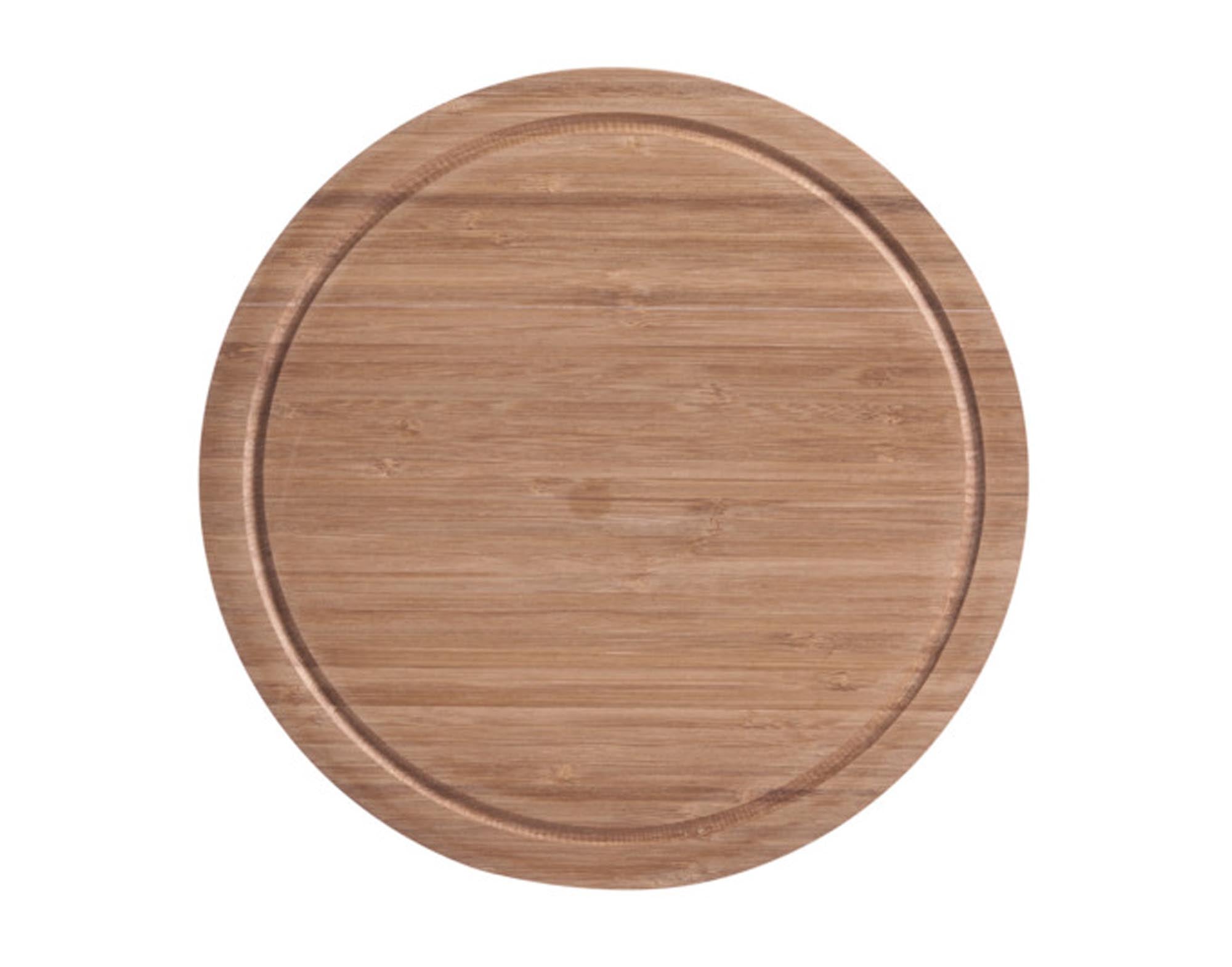 Entdecken Sie das ZELLER Schneidbrett Bamboo ø 30x1.8 cm – robust, nachhaltig und ideal für Ihre Küche. Perfekt zum Schneiden und Servieren!